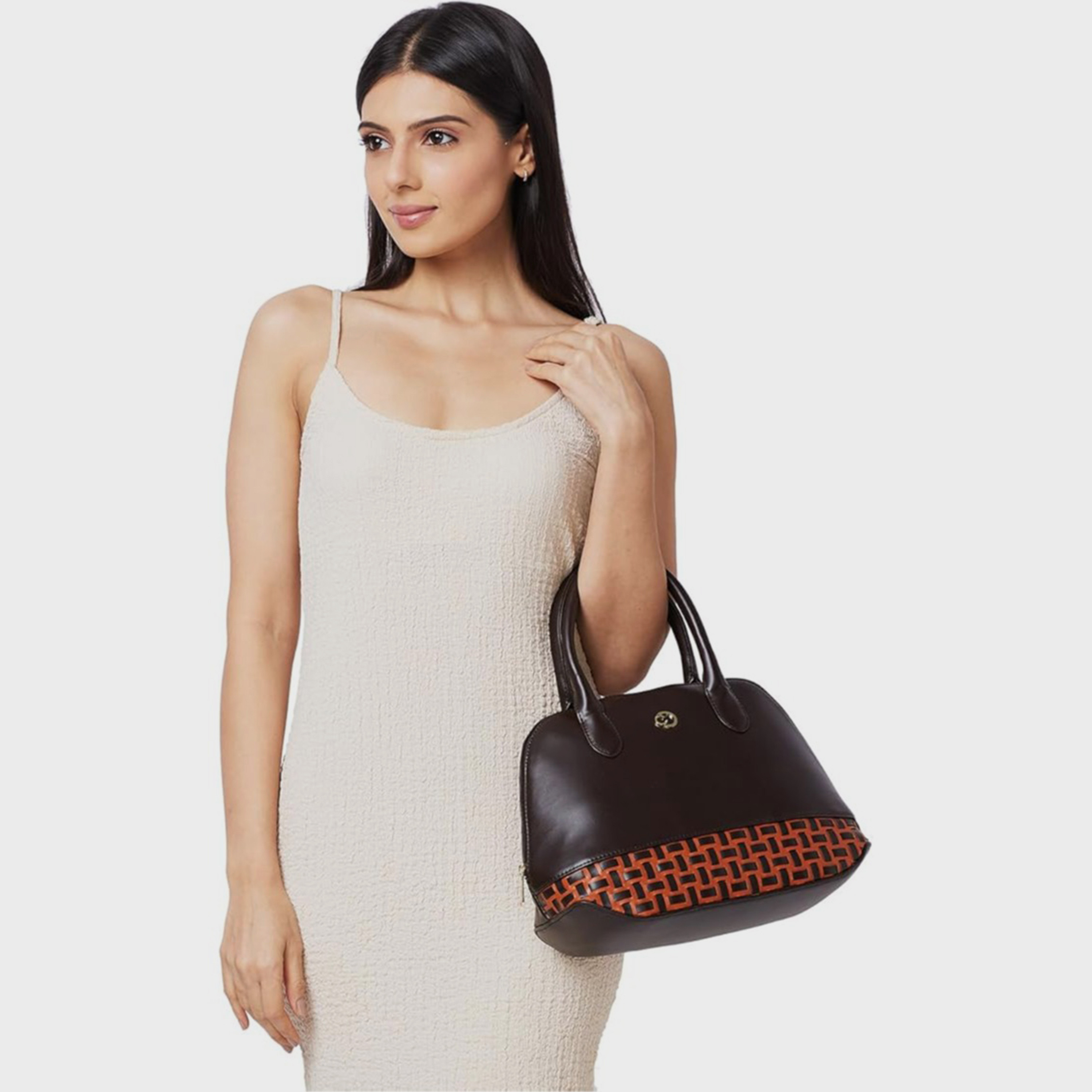 Caprese Textured Double-Handle Shoulder Bag with Zipper Closure and Detachable Strap | 31 x 26 x 12 cm-women-bagsandwallets-handbags-image-2