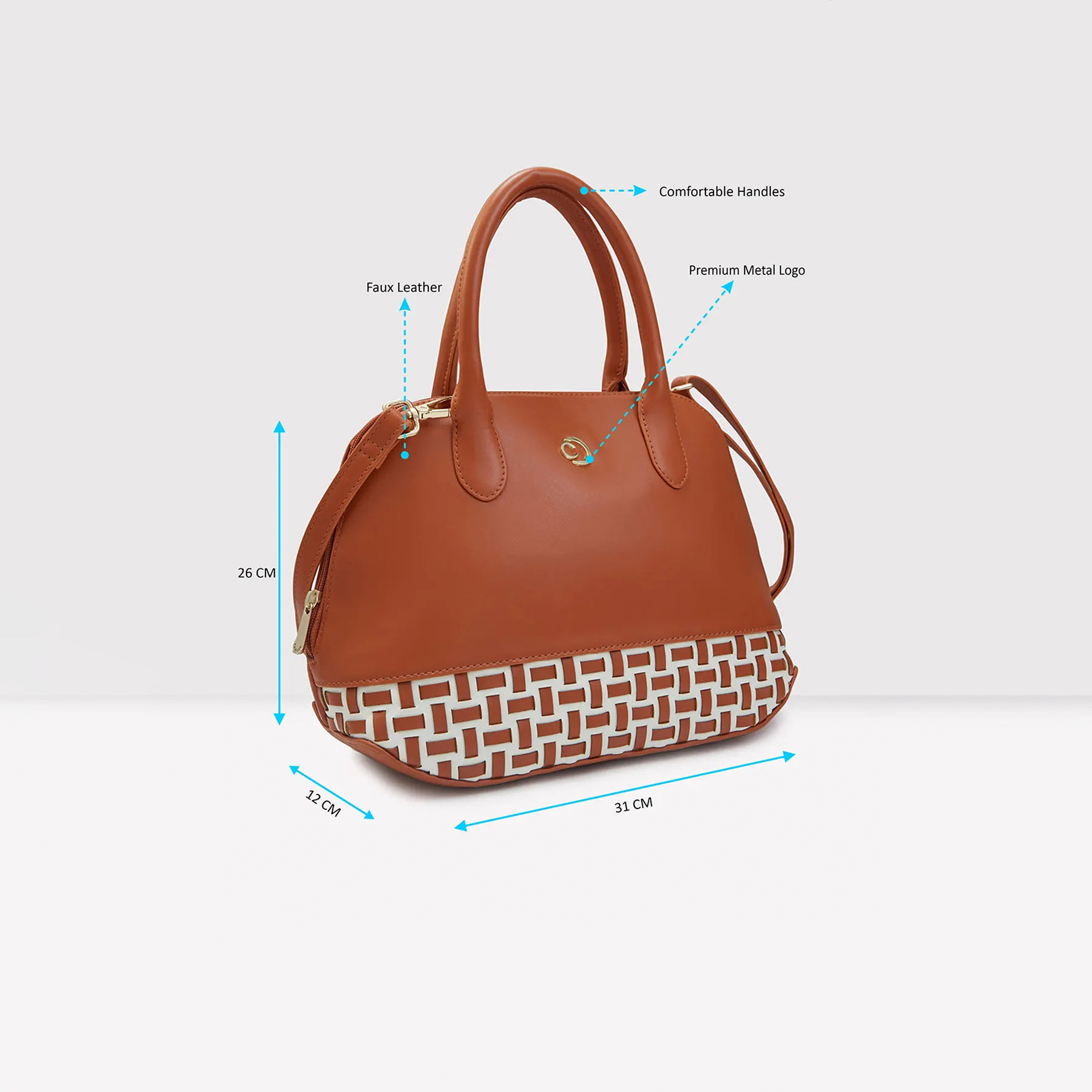 حقيبة كتف بمقبض مزدوج من Caprese مع إغلاق بسحاب وحزام قابل للفصل | 31 × 26 × 12 سم-women-bagsandwallets-handbags-image-4