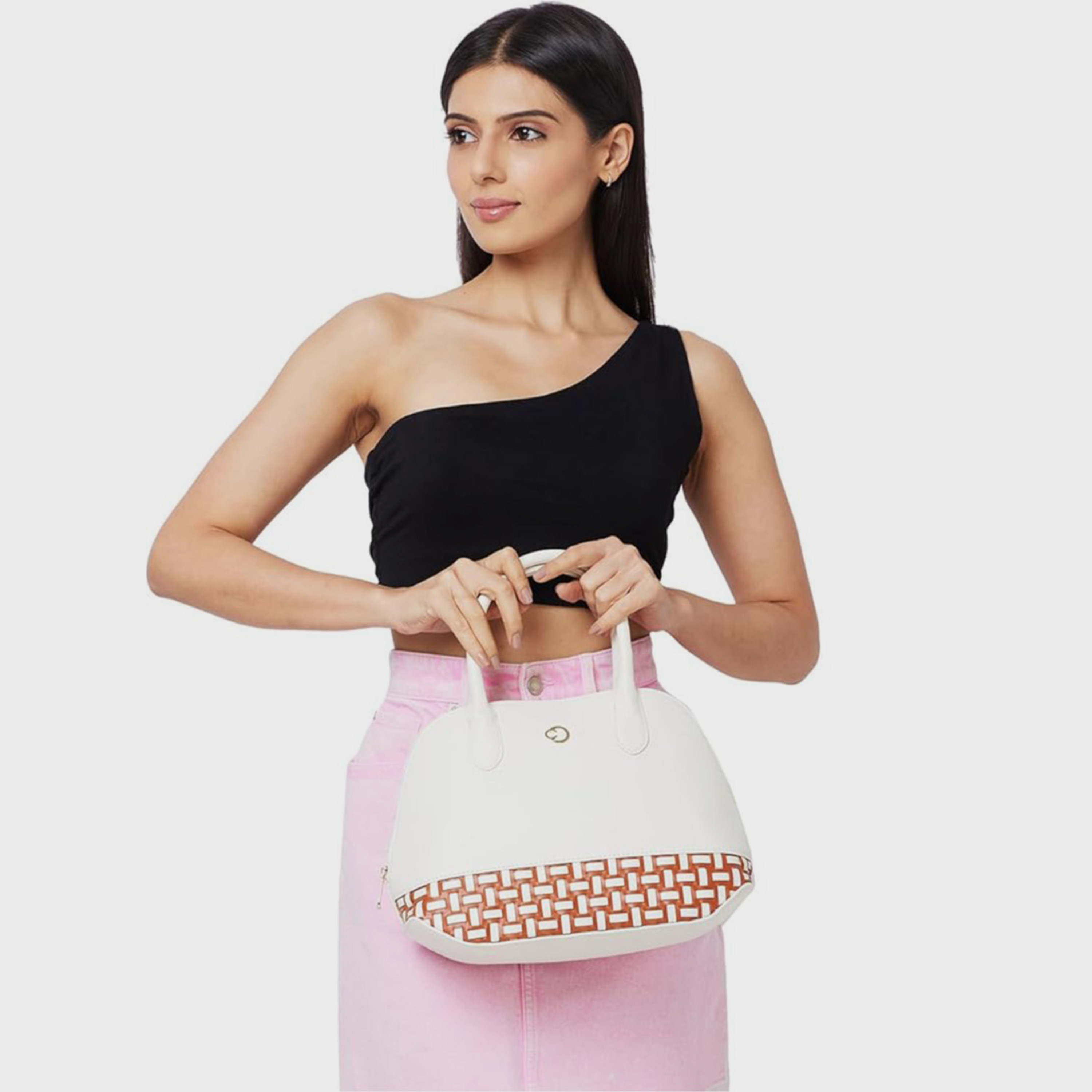 Caprese Textured Double-Handle Shoulder Bag with Zipper Closure and Detachable Strap | 31 x 26 x 12 cm-women-bagsandwallets-handbags-image-3