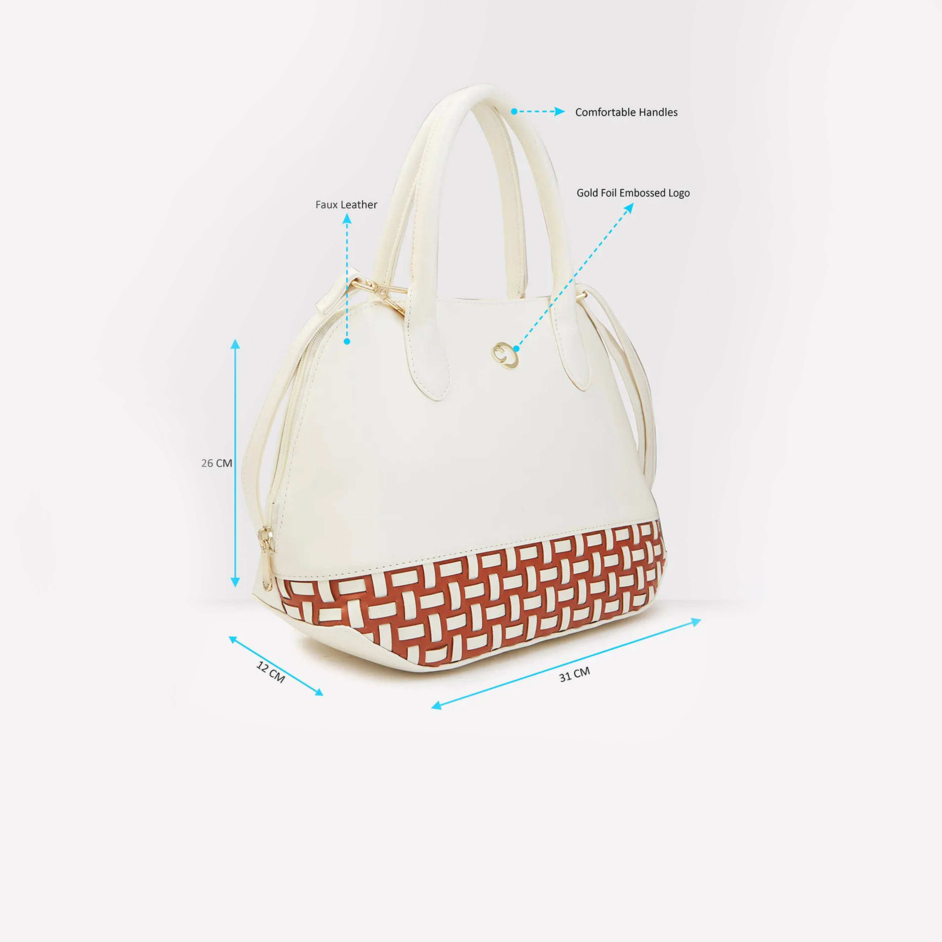 Caprese Textured Double-Handle Shoulder Bag with Zipper Closure and Detachable Strap | 31 x 26 x 12 cm-women-bagsandwallets-handbags-image-4