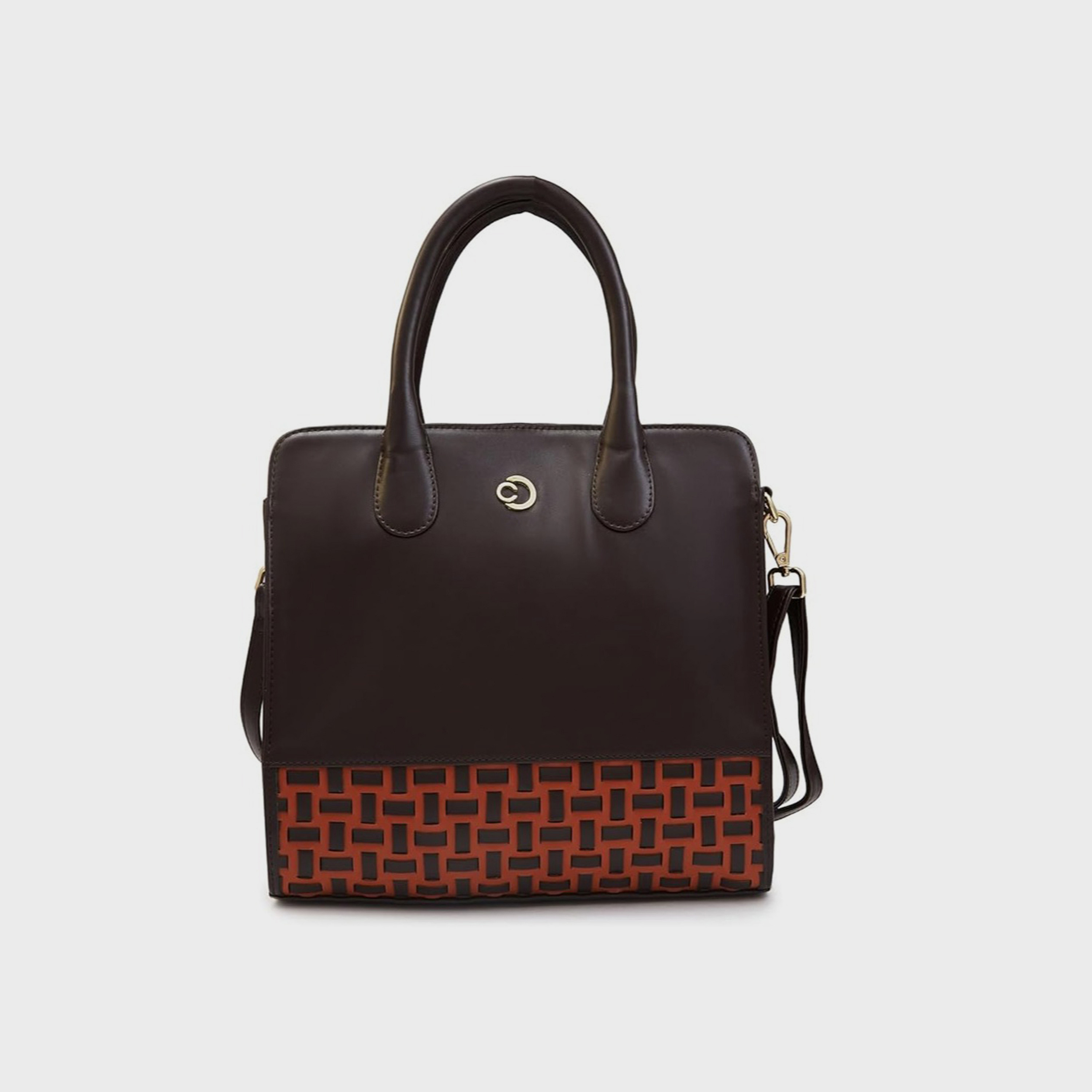 Caprese Textured Double-Handle Shoulder Bag with Zipper Closure and Detachable Strap | 35 x 25 x 12 cm-women-bagsandwallets-handbags-image-1