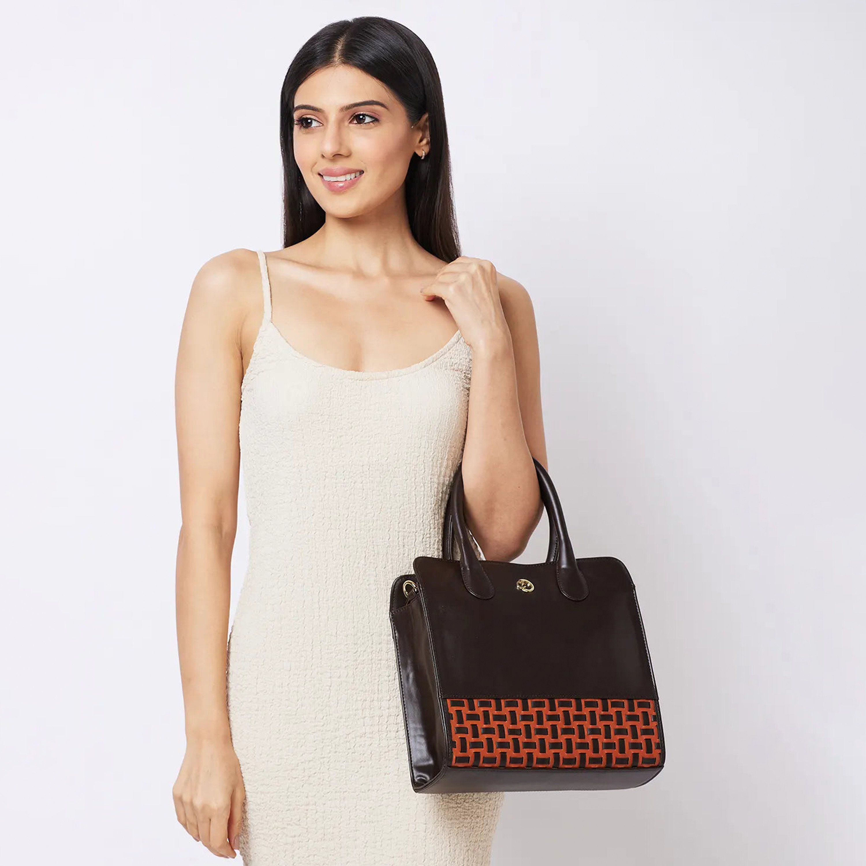 Caprese Textured Double-Handle Shoulder Bag with Zipper Closure and Detachable Strap | 35 x 25 x 12 cm-women-bagsandwallets-handbags-image-2