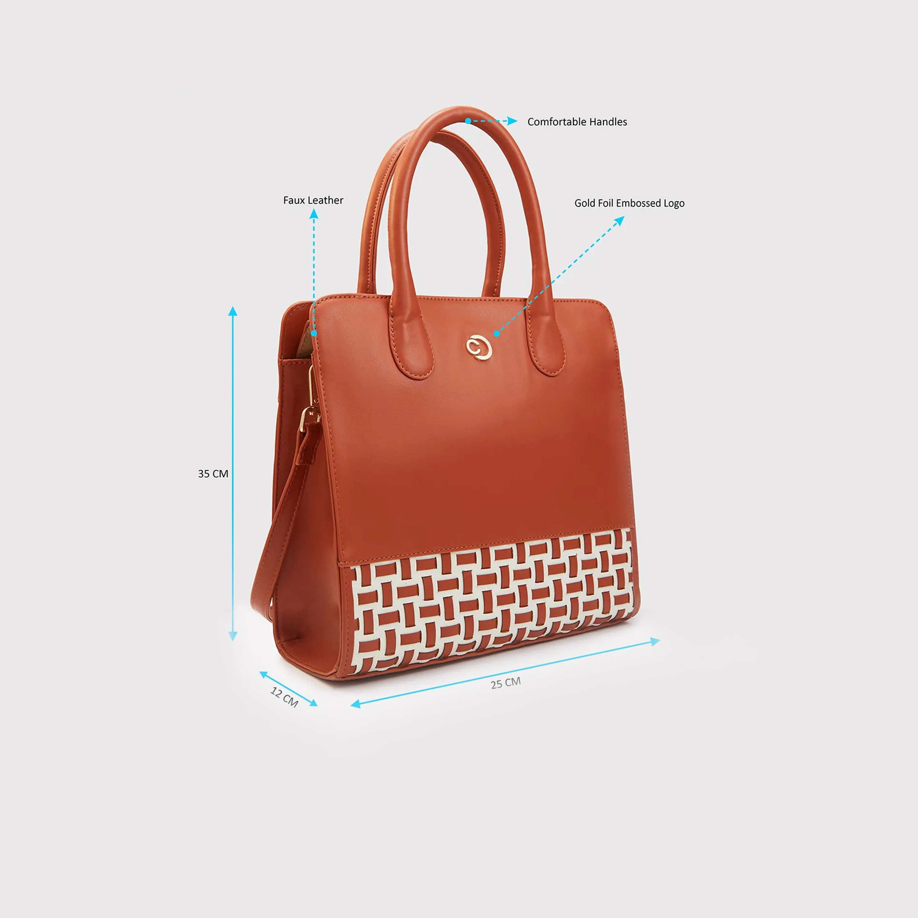 حقيبة كتف بمقبض مزدوج من Caprese مع إغلاق بسحاب وحزام قابل للفصل | 35 × 25 × 12 سم-women-bagsandwallets-handbags-image-4