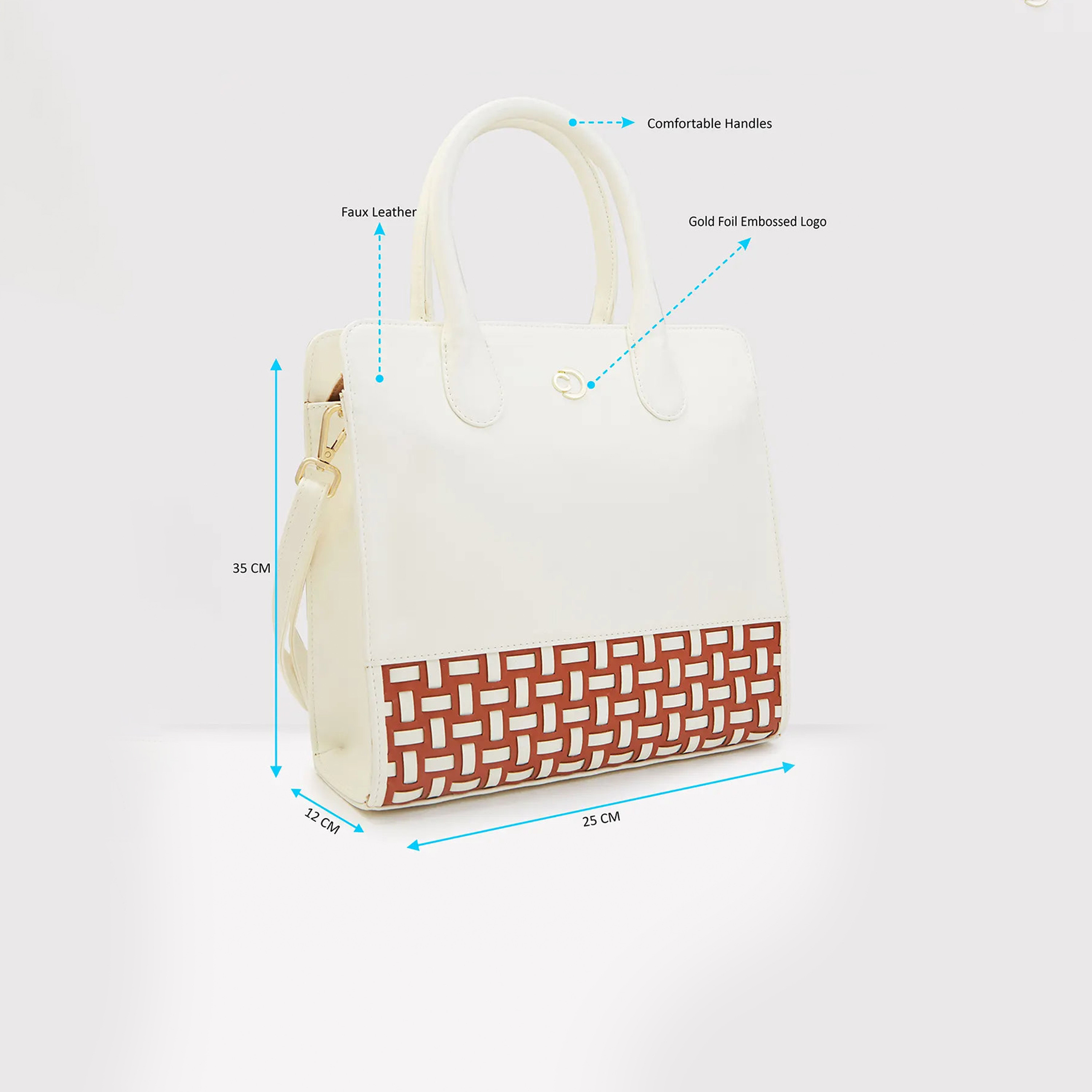 Caprese Textured Double-Handle Shoulder Bag with Zipper Closure and Detachable Strap | 35 x 25 x 12 cm-women-bagsandwallets-handbags-image-4