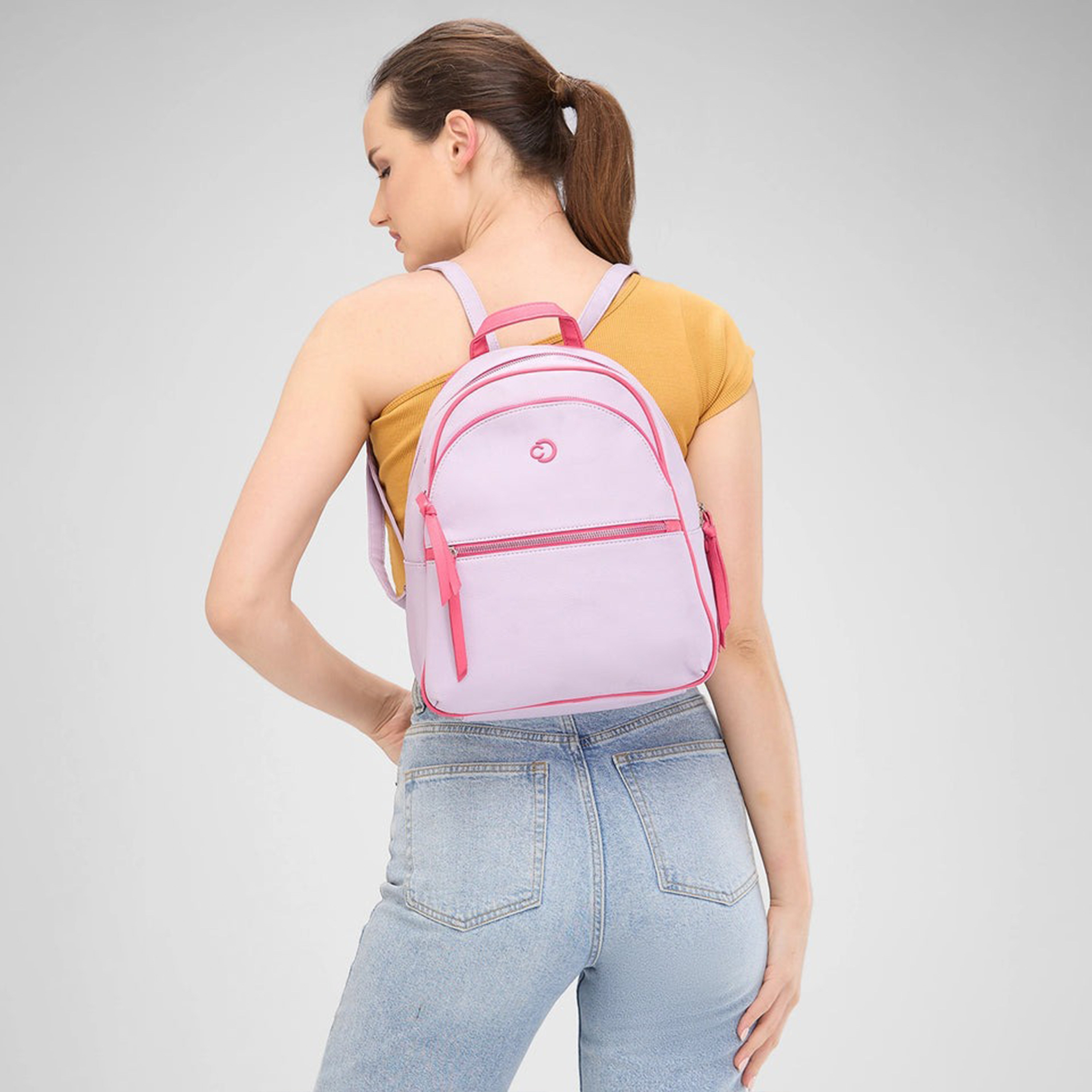 Caprese Top Handle Mini Backpack with Zipper Closure and Adjustable Strap | 28 x 24 x 13 cm-travel-luggagesandbags-backpacks-image-3