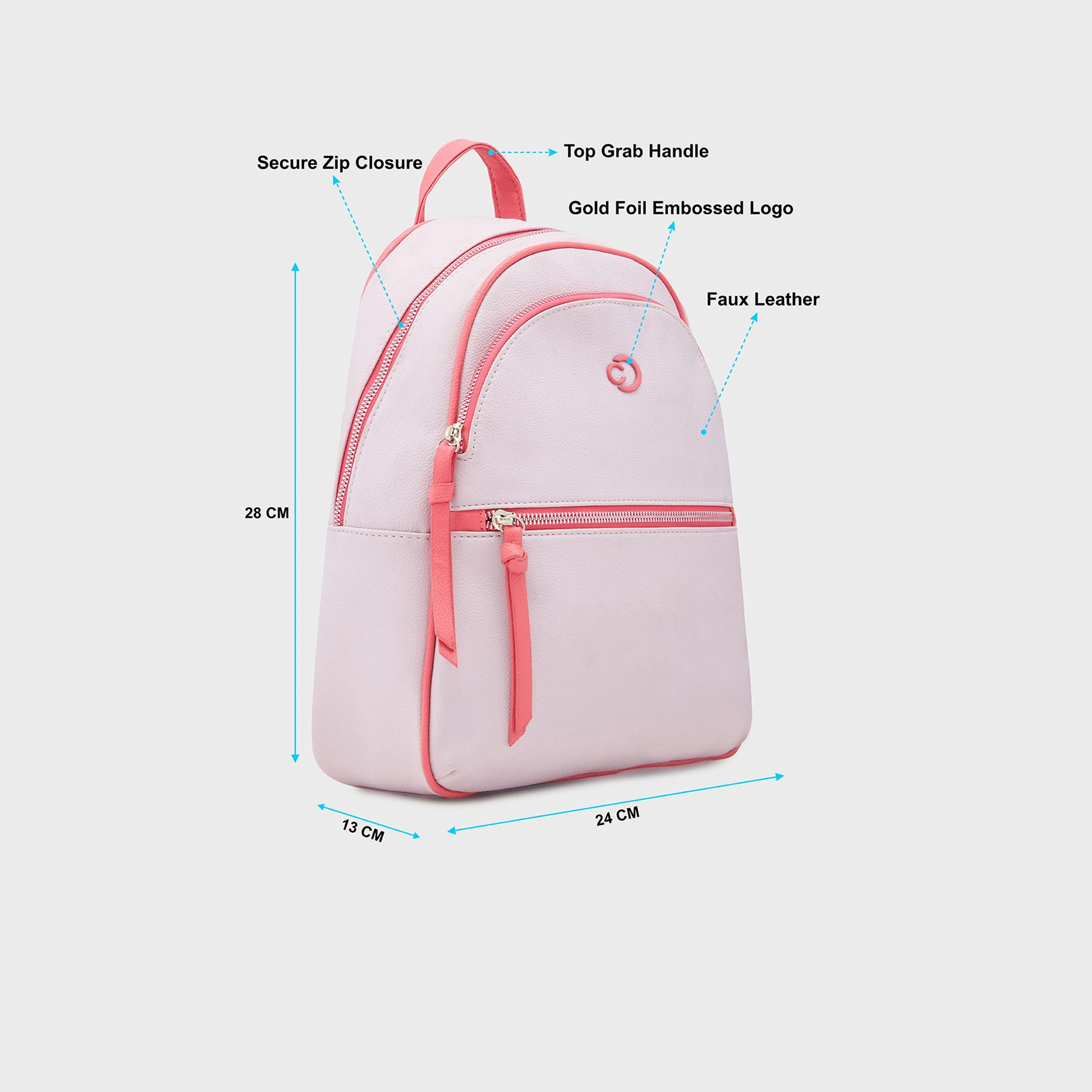 Caprese Top Handle Mini Backpack with Zipper Closure and Adjustable Strap | 28 x 24 x 13 cm-travel-luggagesandbags-backpacks-image-5