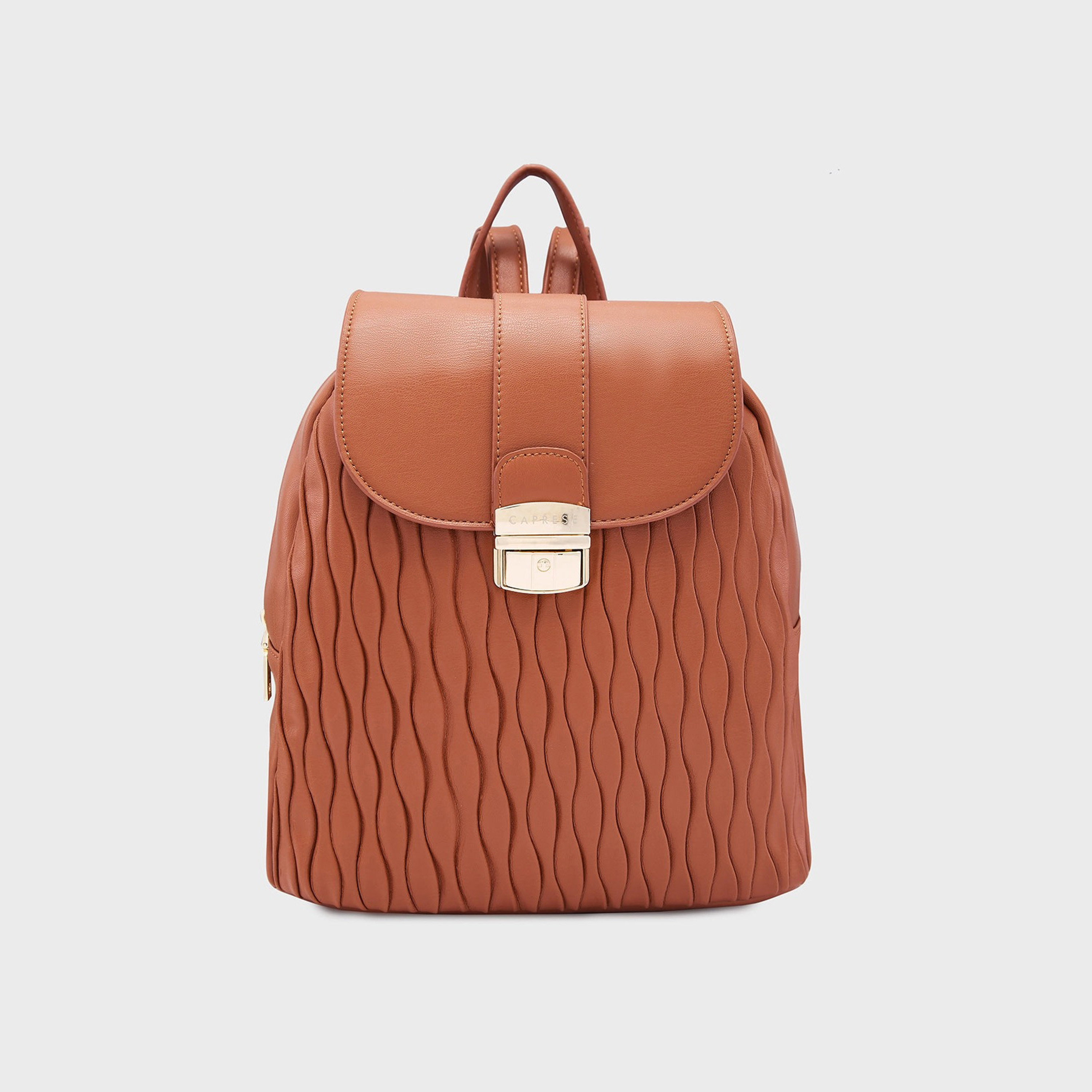 Caprese Textured Top Handle Mini Backpack with Flap Closure and Adjustable Strap | 27 x 12.5 x 29 cm-travel-luggagesandbags-backpacks-image-1