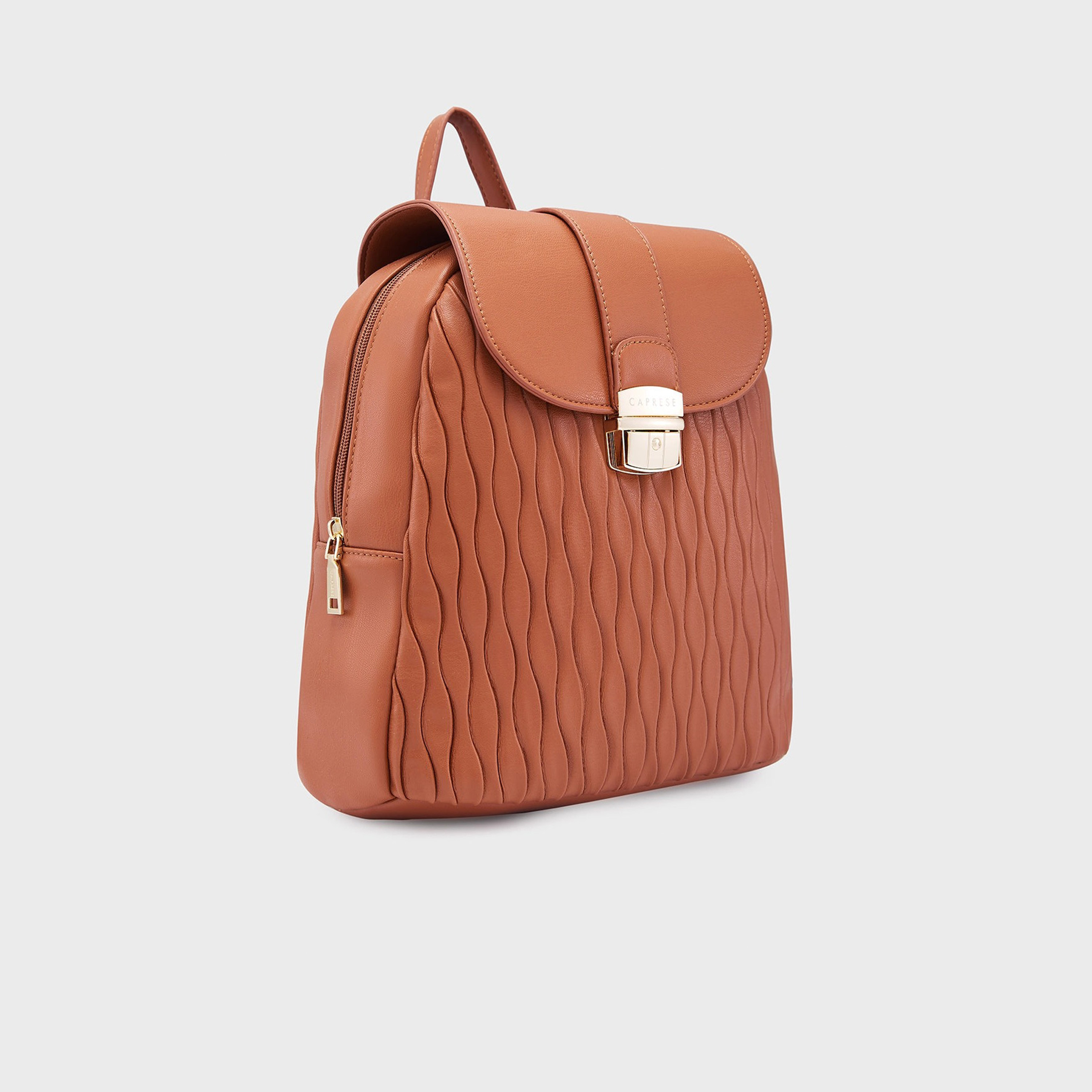 Caprese Textured Top Handle Mini Backpack with Flap Closure and Adjustable Strap | 27 x 12.5 x 29 cm-travel-luggagesandbags-backpacks-image-4