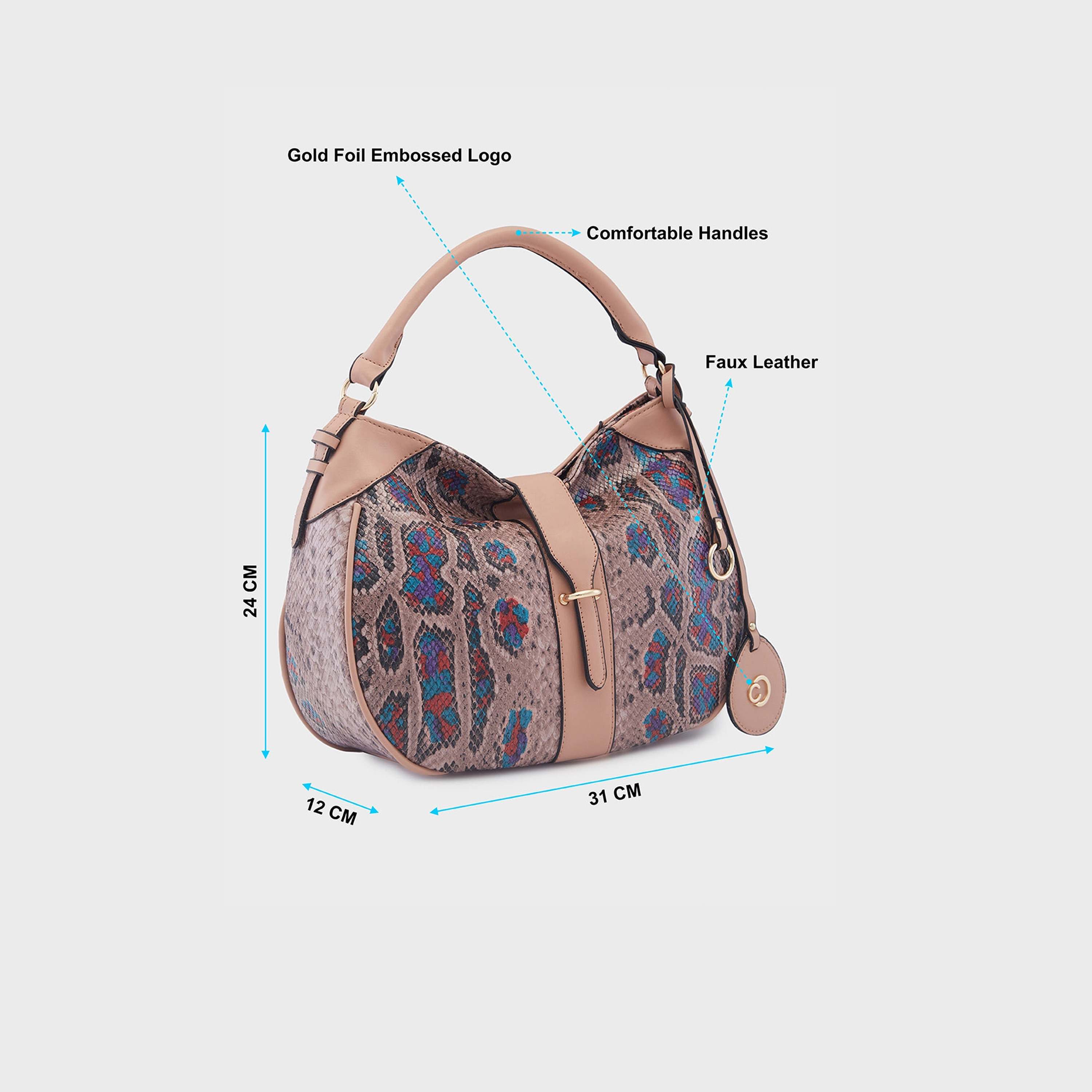 Caprese Animal Print Shoulder Bag with Zipper Closure and Detachable Strap | 31 x 24 x 12 cm-women-bagsandwallets-handbags-image-3