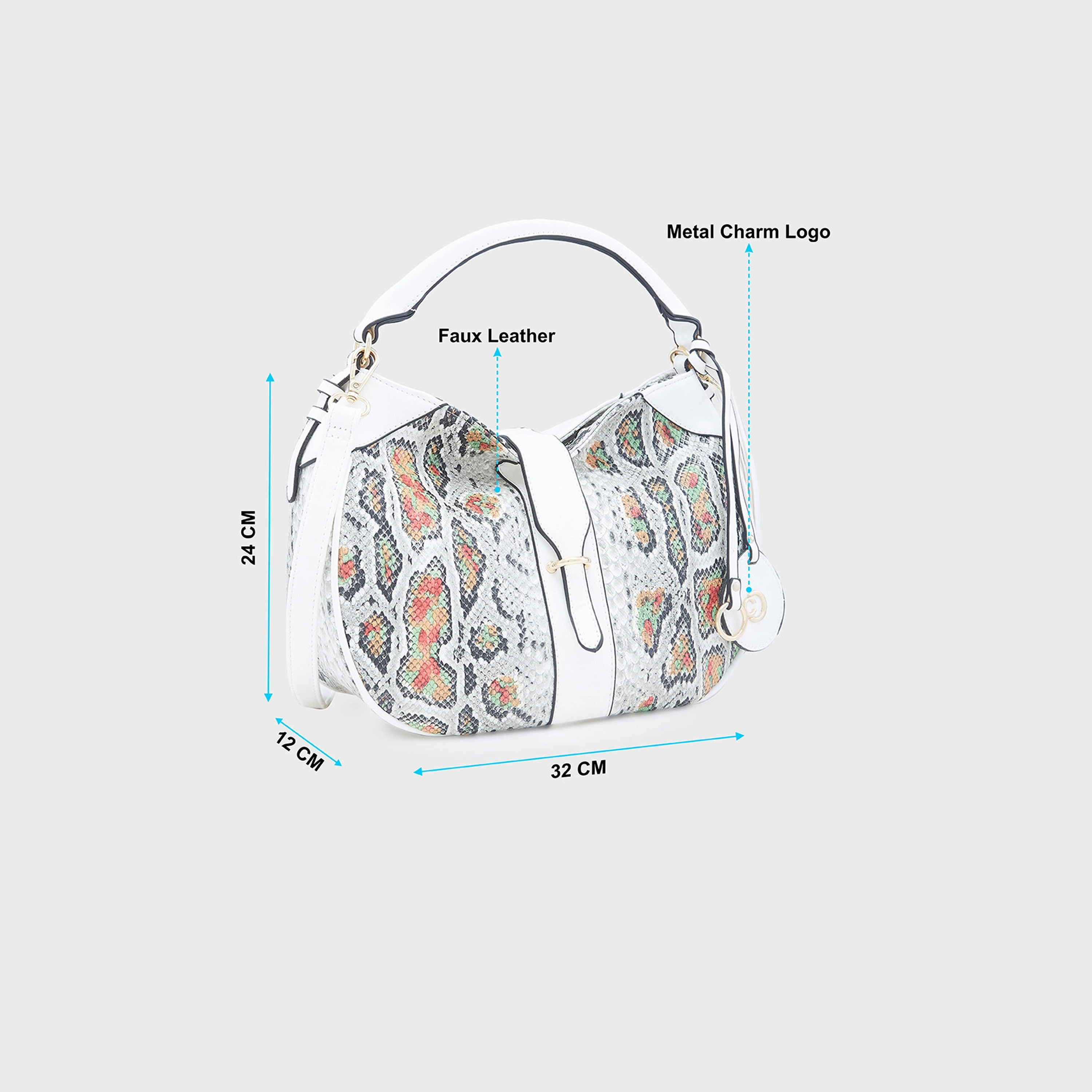 حقيبة كتف بطبعة من كابريزي بسحاب للإغلاق وحزام قابل للإزالة | 32 × 24 × 12 سم-women-bagsandwallets-handbags-image-5