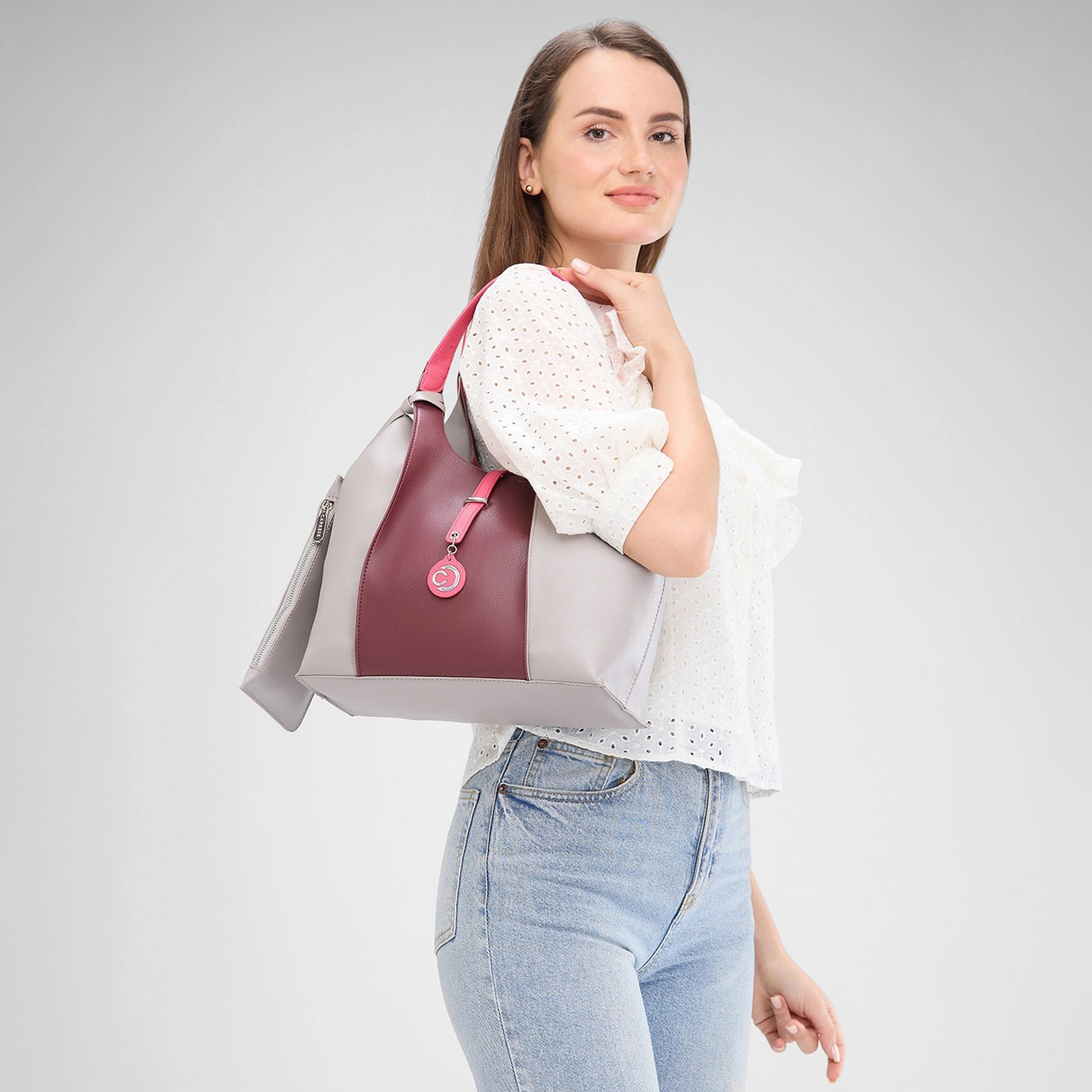 Caprese Double-Handle Shoulder Bag with Flap Closure | 34 x 29 x 13 cm-women-bagsandwallets-handbags-image-3