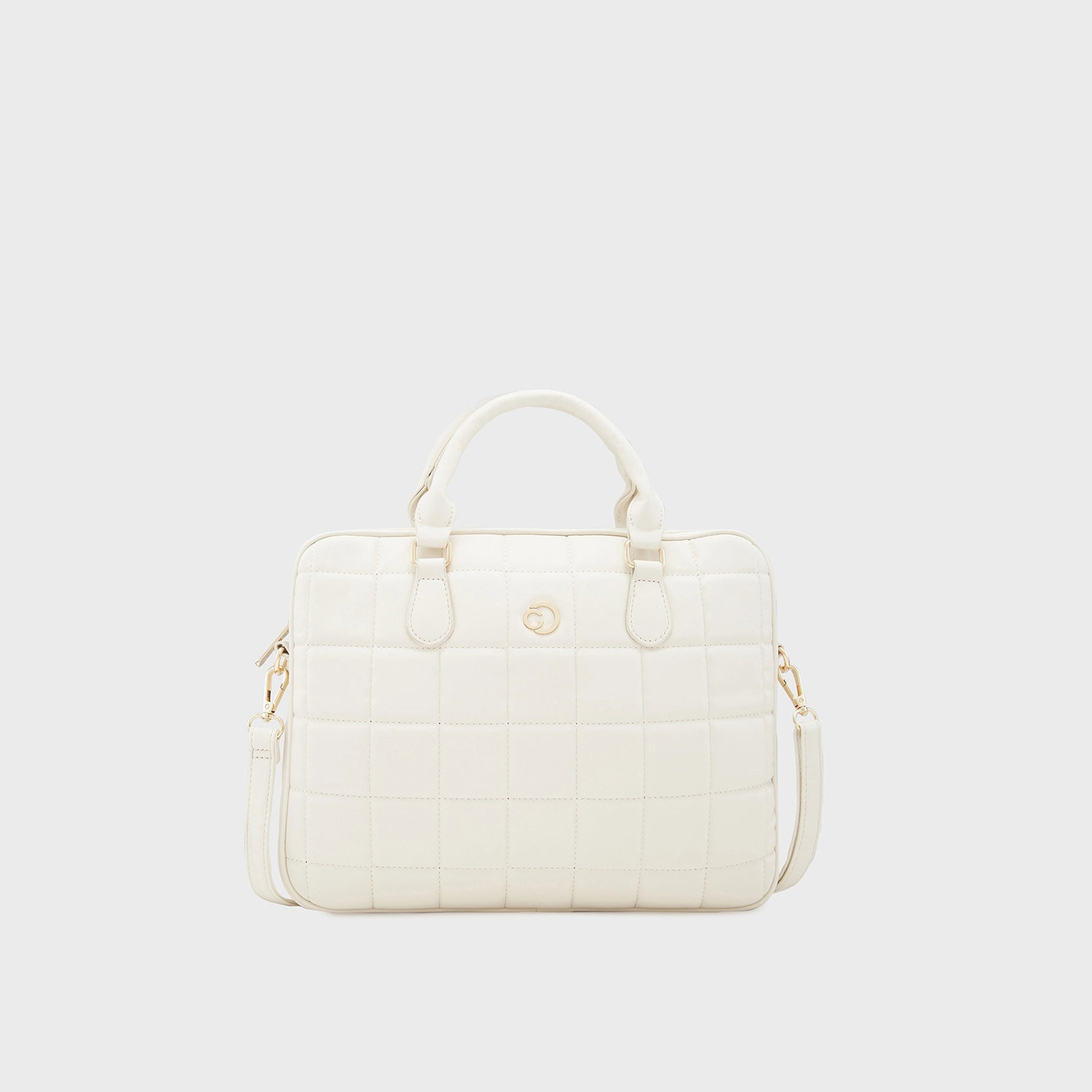 Caprese Quilted Double-Handle Laptop Bag with Zipper Closure and Detachable Strap | 45 x 29 x 14 cm-women-bagsandwallets-handbags-image-1