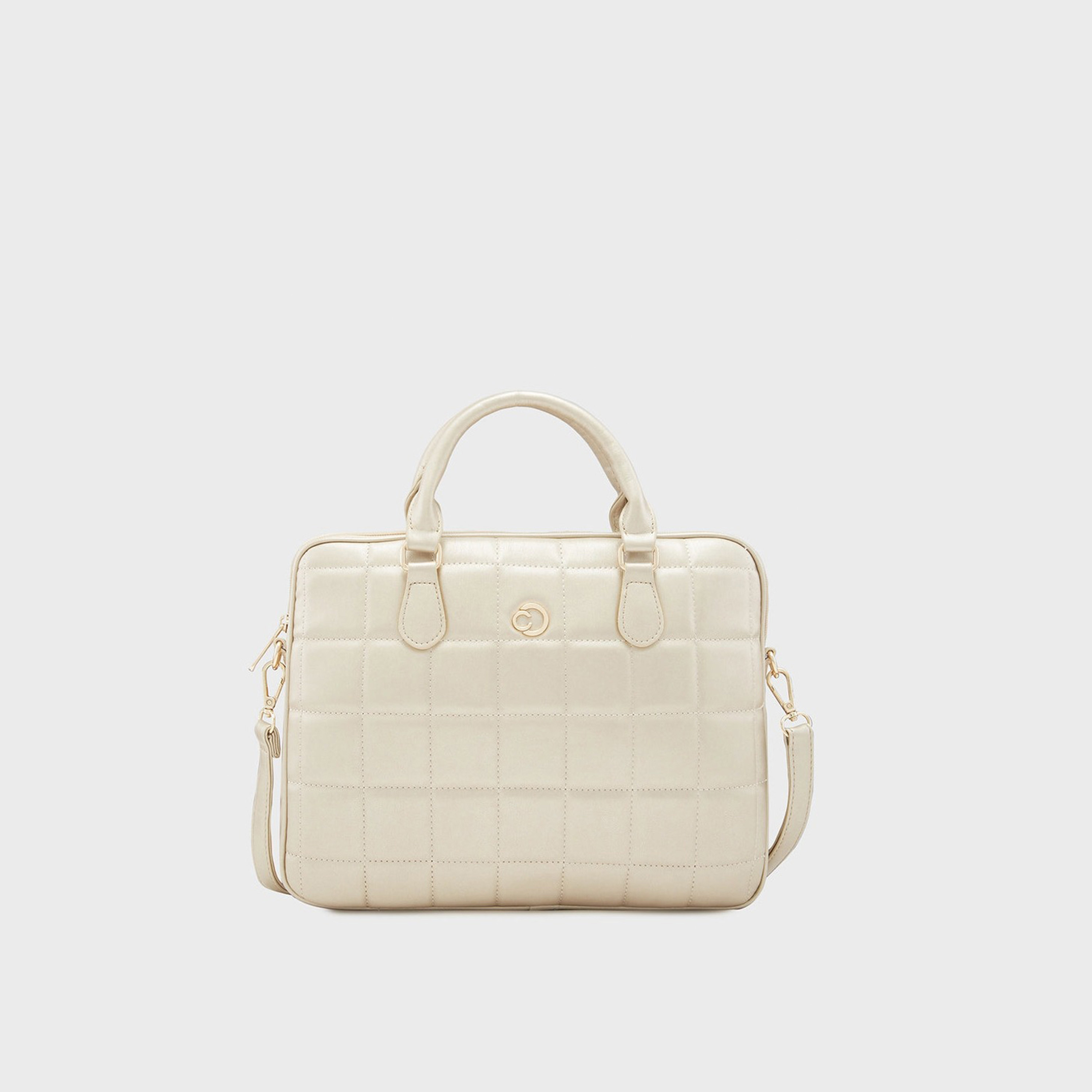 Caprese Quilted Double-Handle Laptop Bag with Zipper Closure and Detachable Strap | 45 x 29 x 14 cm-women-bagsandwallets-handbags-image-1
