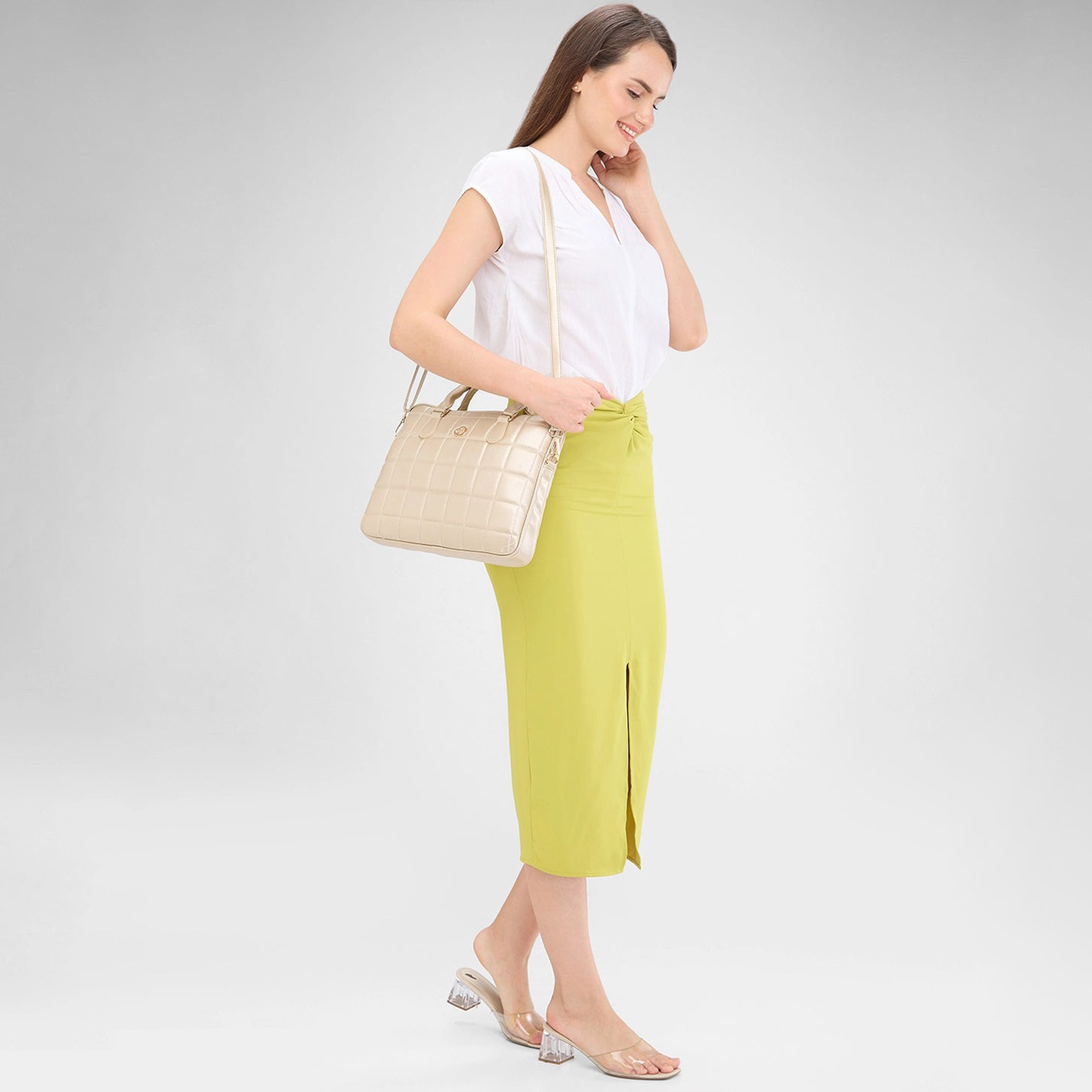 Caprese Quilted Double-Handle Laptop Bag with Zipper Closure and Detachable Strap | 45 x 29 x 14 cm-women-bagsandwallets-handbags-image-3
