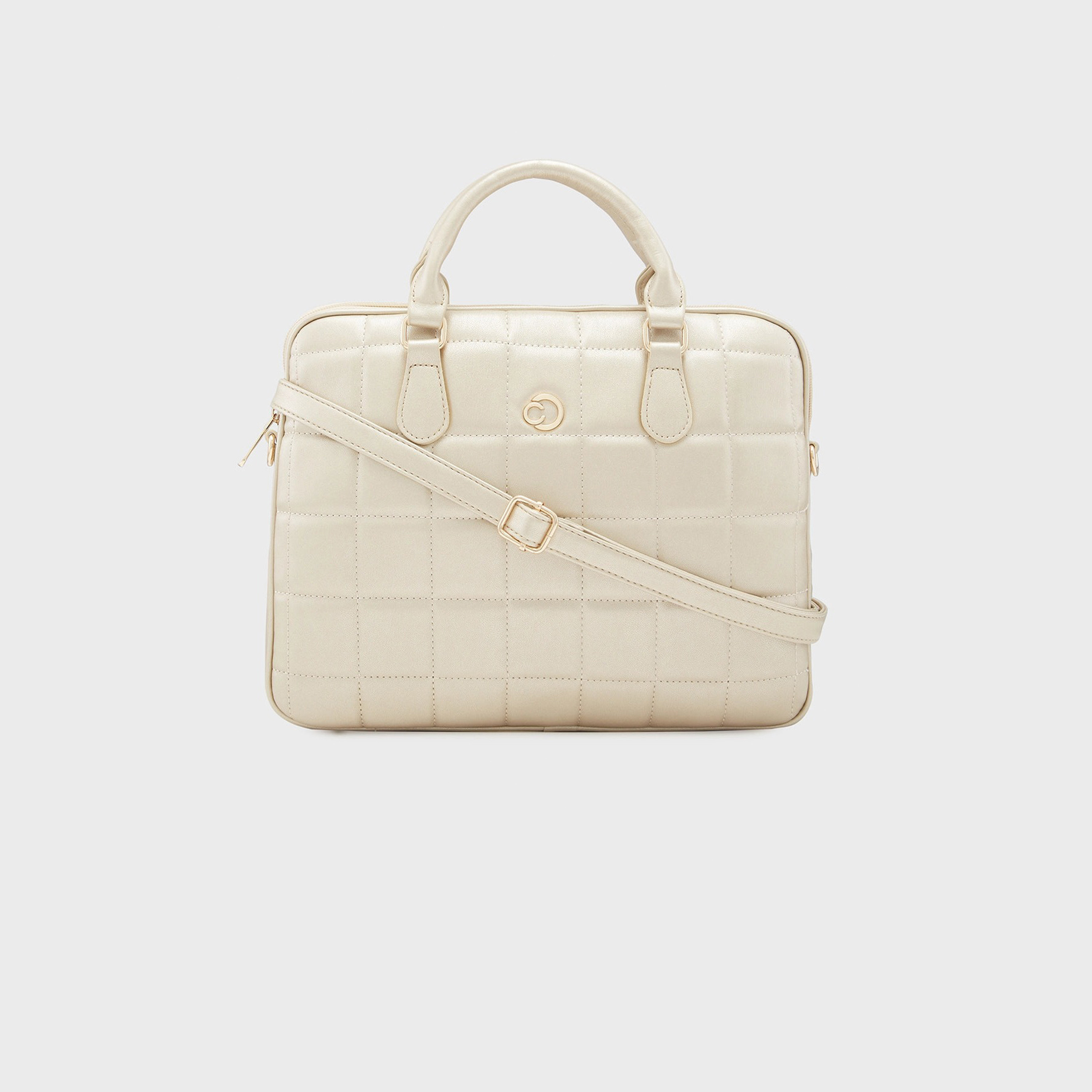 Caprese Quilted Double-Handle Laptop Bag with Zipper Closure and Detachable Strap | 45 x 29 x 14 cm-women-bagsandwallets-handbags-image-6