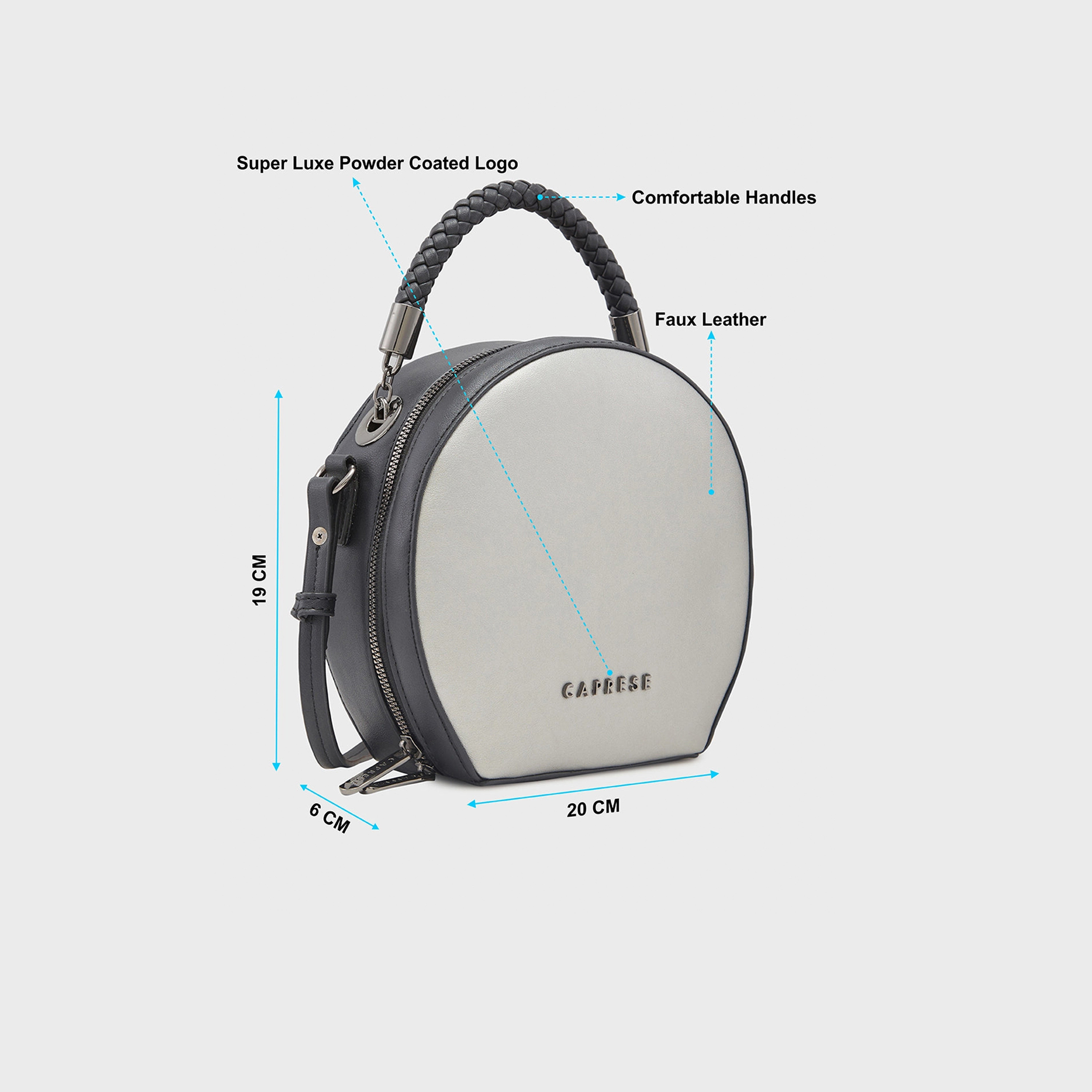 Caprese Top Handle Crossbody Bag with Zipper Closure and Adjustable Strap | 20 x 19 x 6 cm-women-bagsandwallets-handbags-image-4