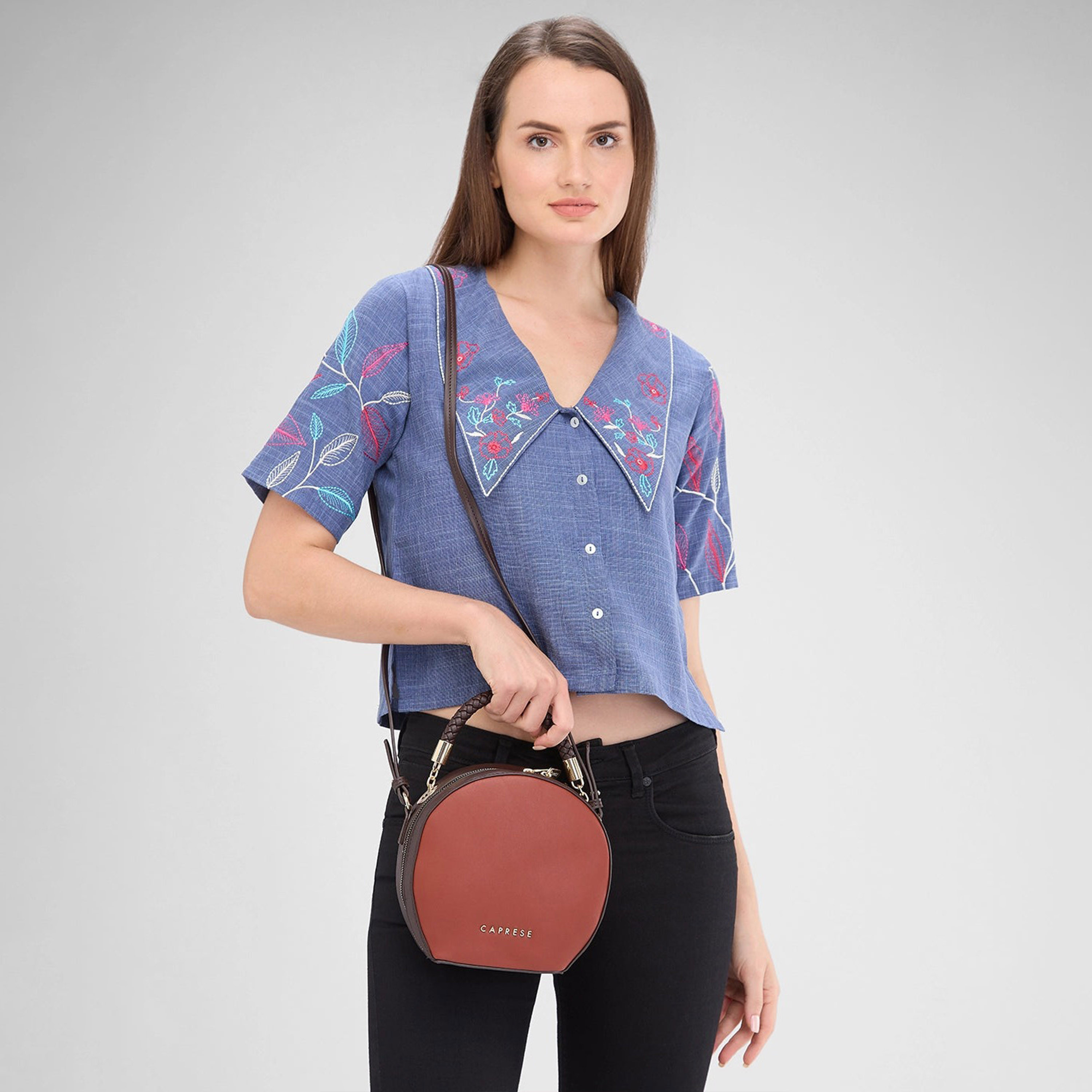 Caprese Top Handle Crossbody Bag with Zipper Closure and Adjustable Strap | 20 x 19 x 6 cm-women-bagsandwallets-handbags-image-2