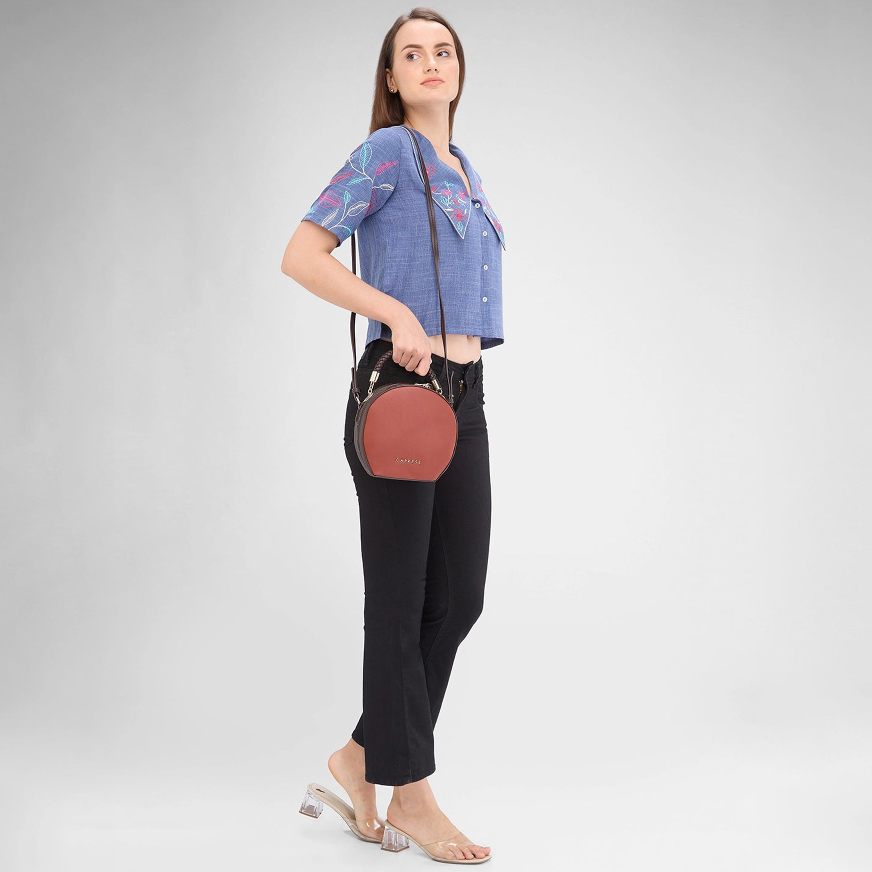 Caprese Top Handle Crossbody Bag with Zipper Closure and Adjustable Strap | 20 x 19 x 6 cm-women-bagsandwallets-handbags-image-3