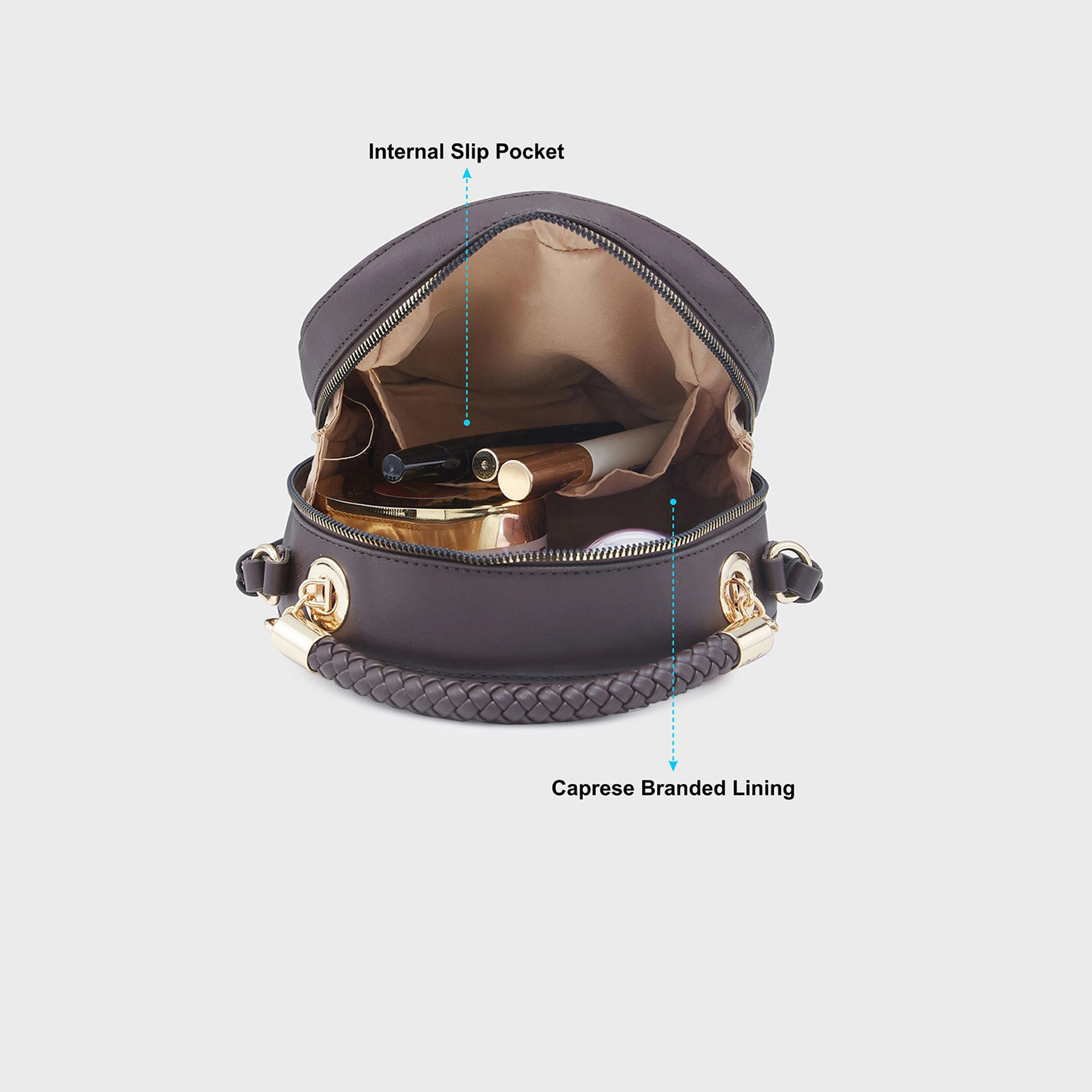Caprese Top Handle Crossbody Bag with Zipper Closure and Adjustable Strap | 20 x 19 x 6 cm-women-bagsandwallets-handbags-image-4