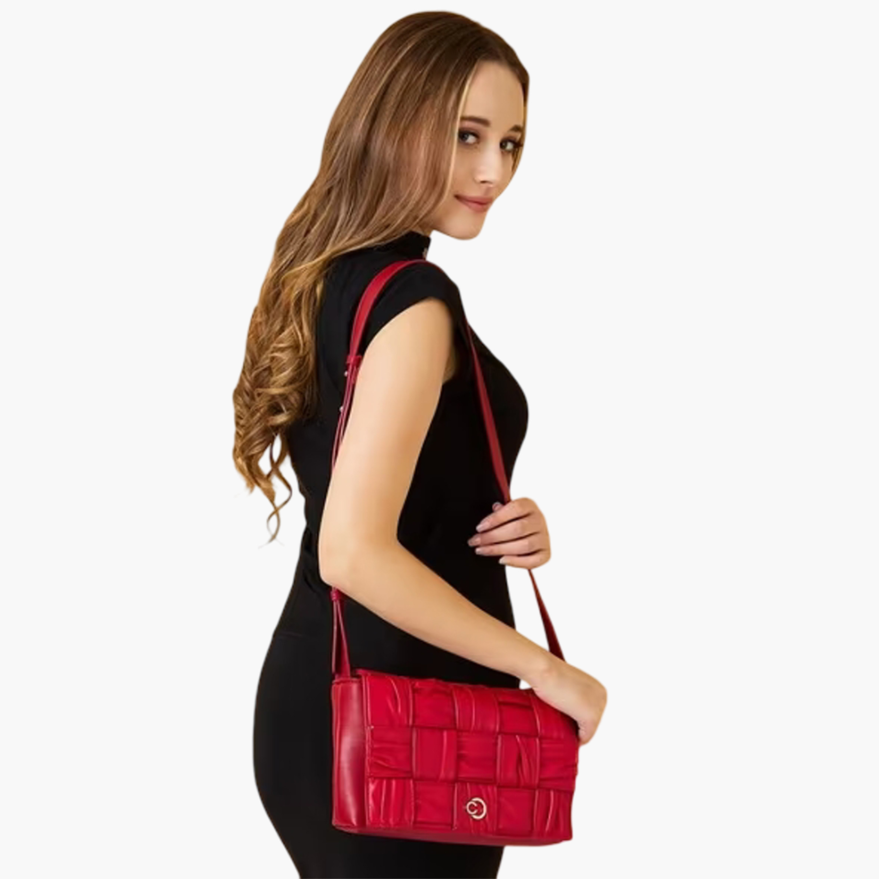 Caprese Textured Sling Bag with Flap Closure and Adjustable Strap | 27 x 16 x 6 cm-women-bagsandwallets-handbags-image-2