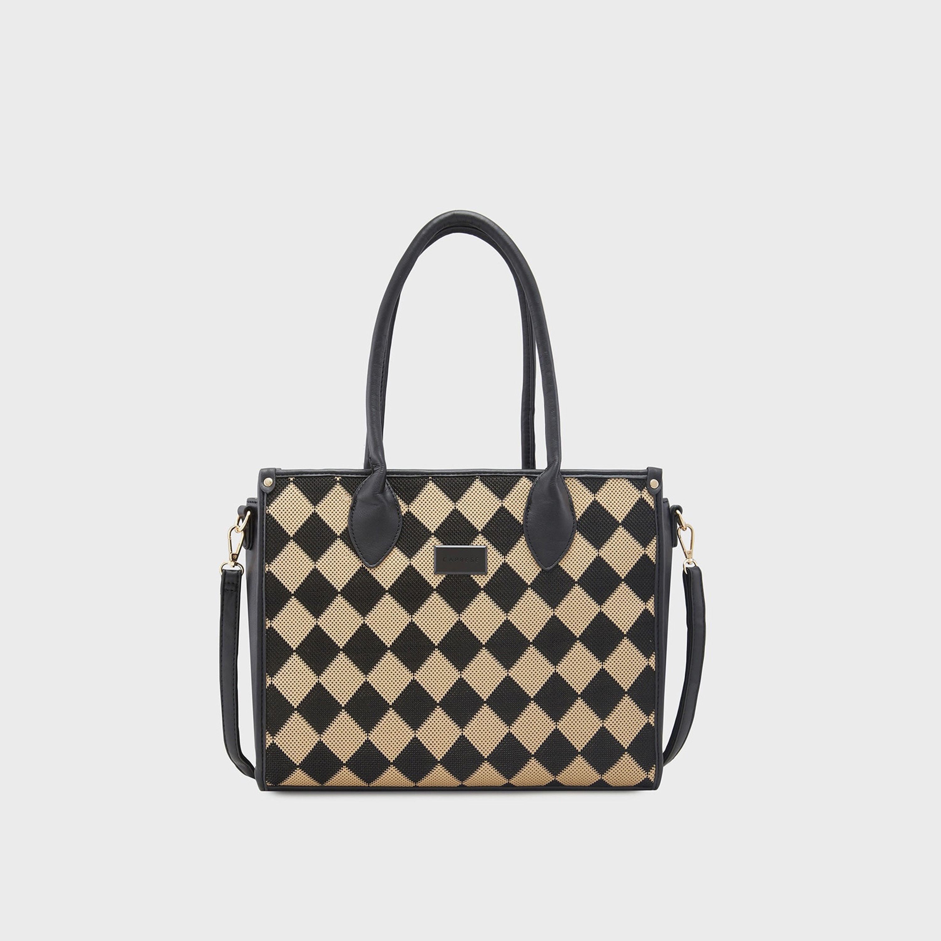 Caprese Textured Double-Handle Shoulder Bag with Zipper Closure and Detachable Strap | 32 x 25 x 11 cm-women-bagsandwallets-handbags-image-1
