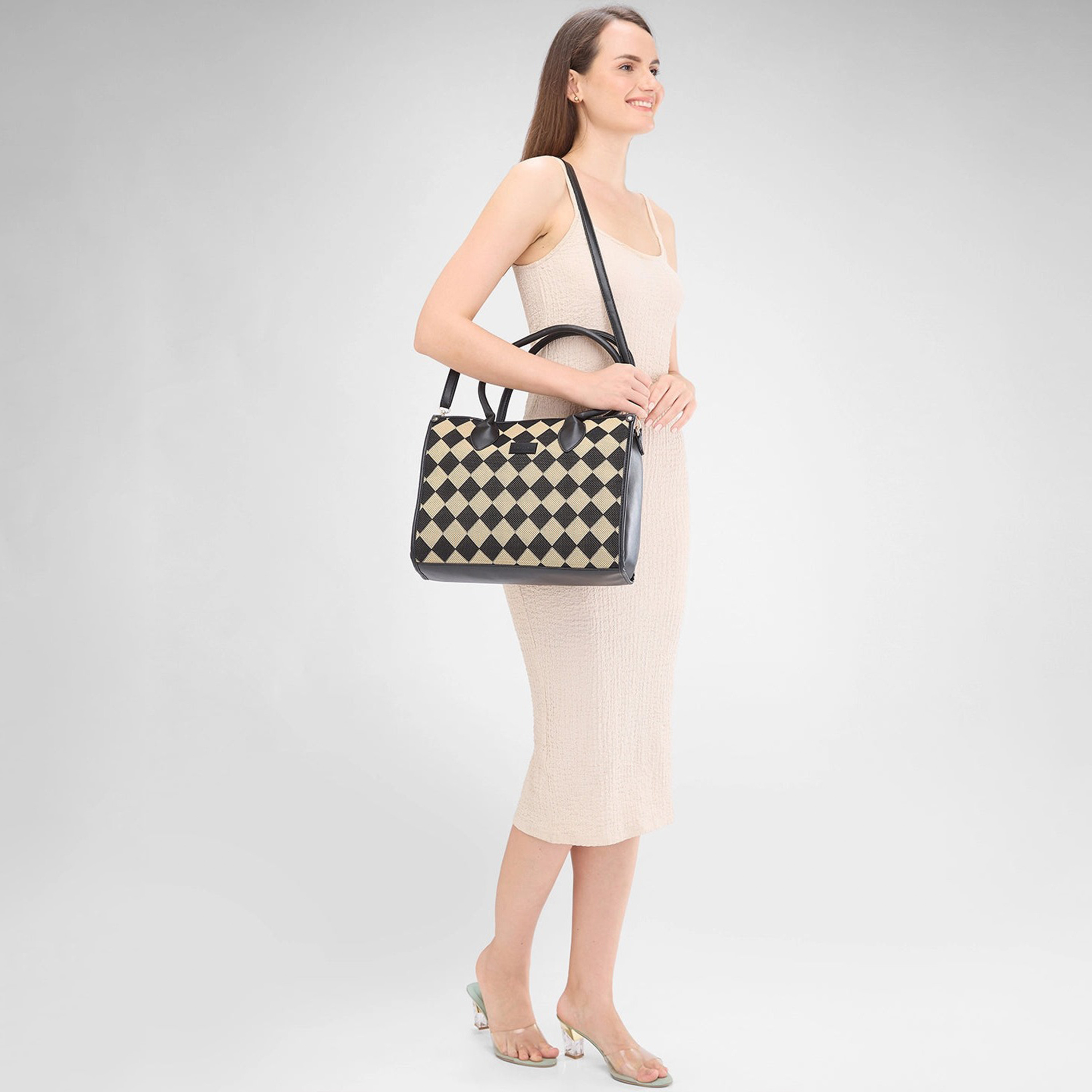 Caprese Textured Double-Handle Shoulder Bag with Zipper Closure and Detachable Strap | 32 x 25 x 11 cm-women-bagsandwallets-handbags-image-3
