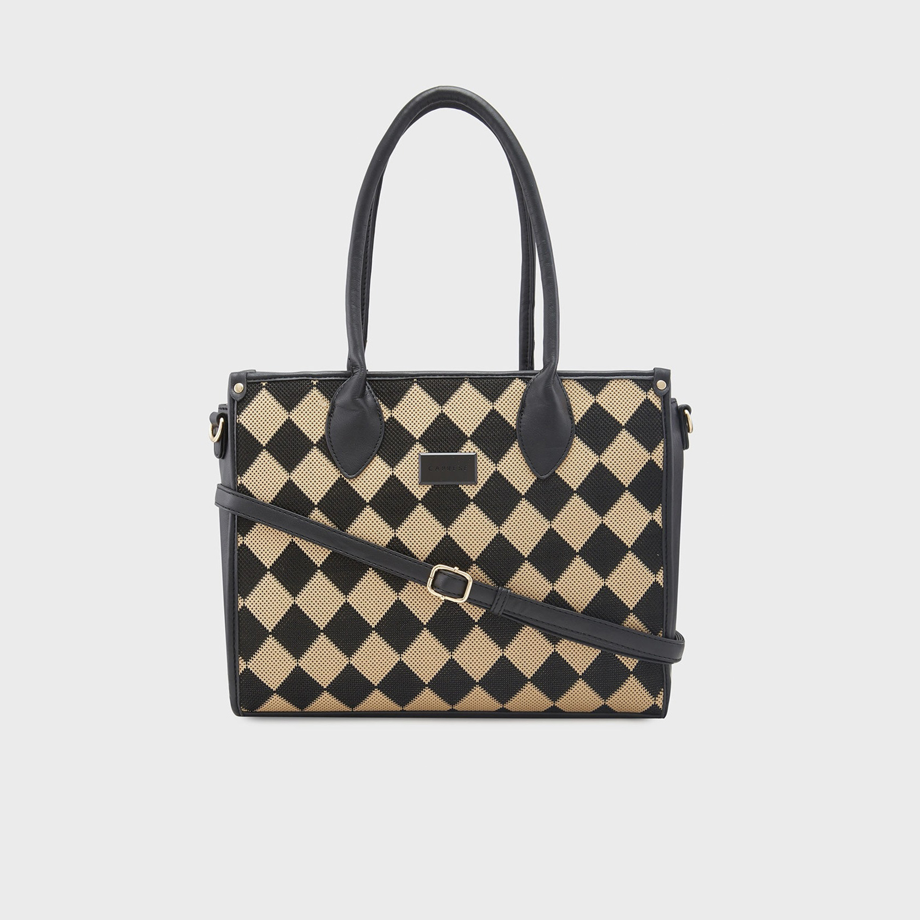 Caprese Textured Double-Handle Shoulder Bag with Zipper Closure and Detachable Strap | 32 x 25 x 11 cm-women-bagsandwallets-handbags-image-6