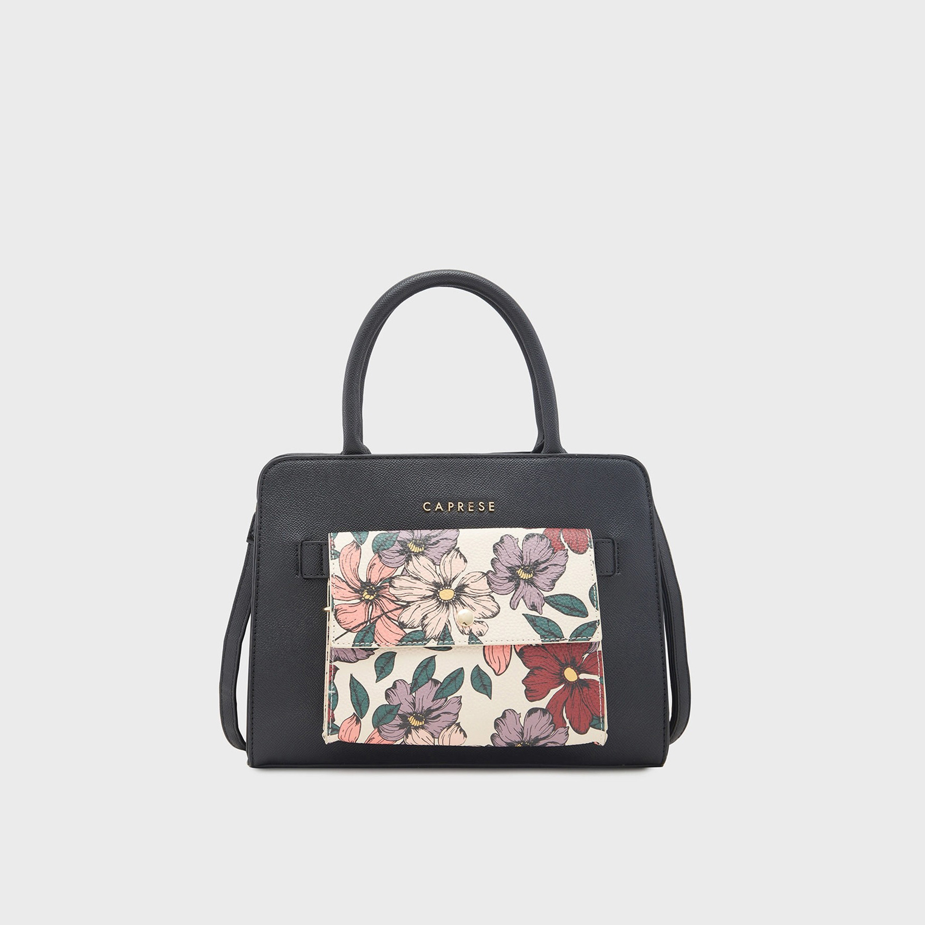 Caprese Printed Double-Handle Satchel Bag with Zipper Closure and Detachable Strap | 32 x 25 x 11 cm-women-bagsandwallets-handbags-image-1
