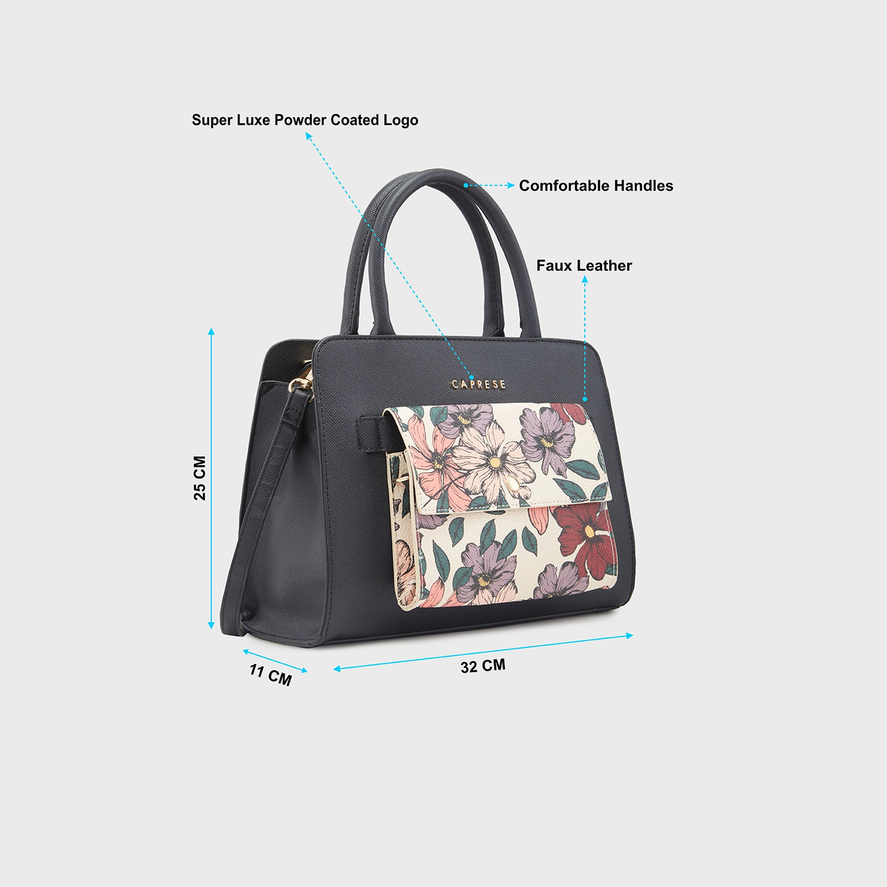 Caprese Printed Double-Handle Satchel Bag with Zipper Closure and Detachable Strap | 32 x 25 x 11 cm-women-bagsandwallets-handbags-image-5