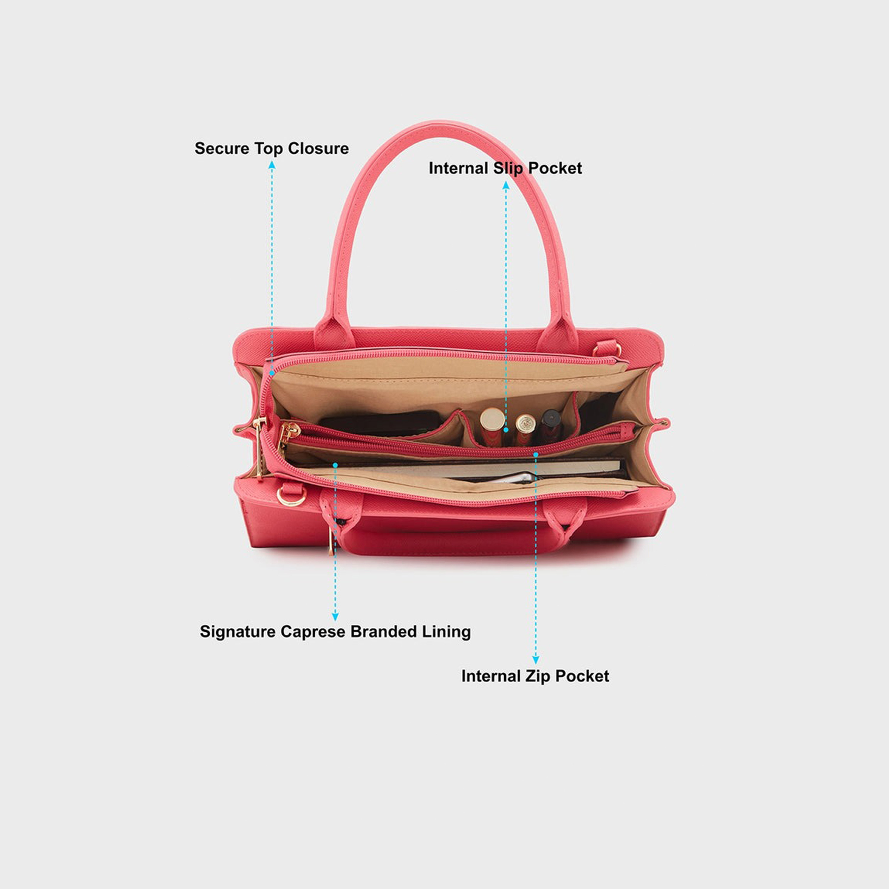 Caprese Printed Double-Handle Satchel Bag with Zipper Closure and Detachable Strap | 29 x 22 x 12 cm-women-bagsandwallets-handbags-image-5