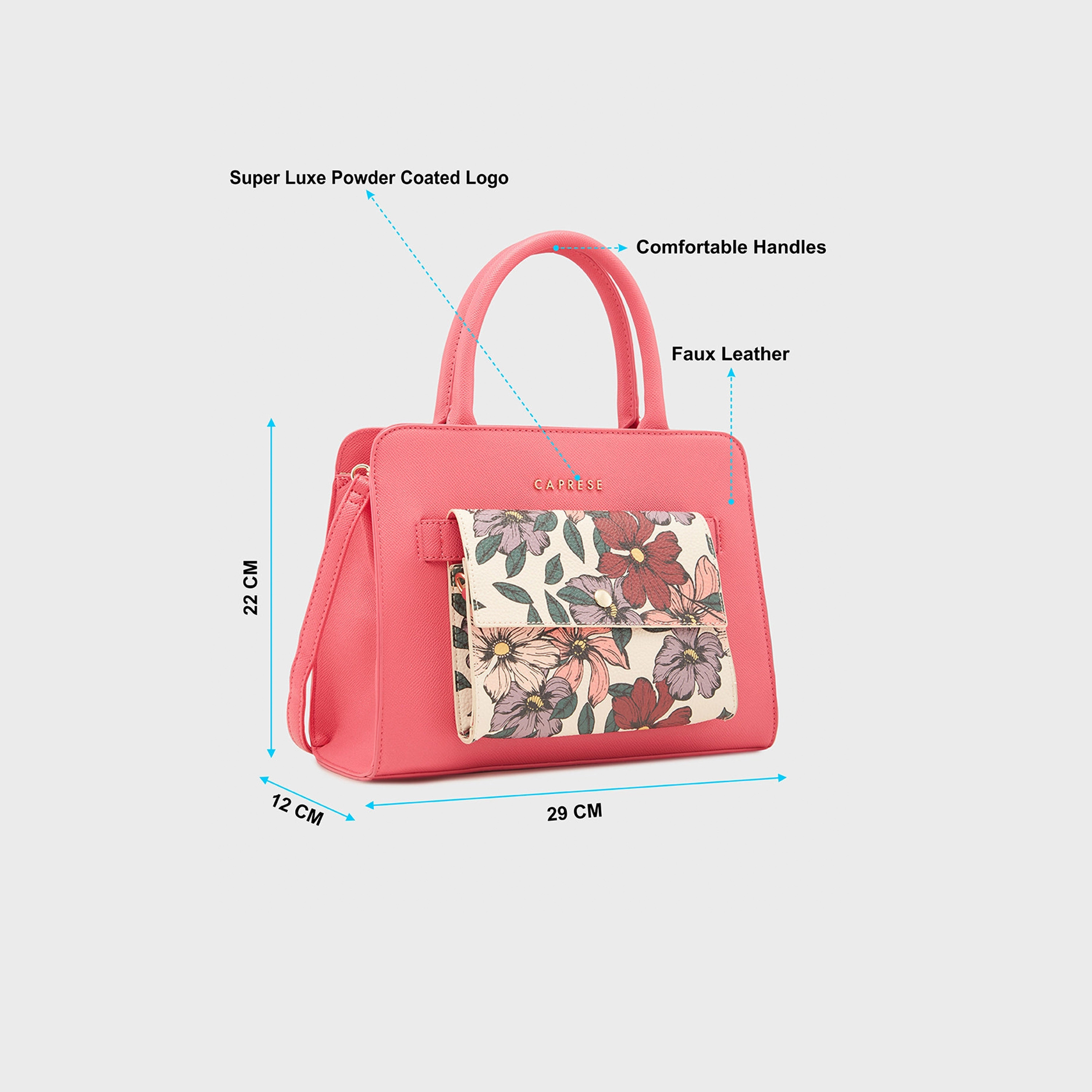 Caprese Printed Double-Handle Satchel Bag with Zipper Closure and Detachable Strap | 29 x 22 x 12 cm-women-bagsandwallets-handbags-image-6
