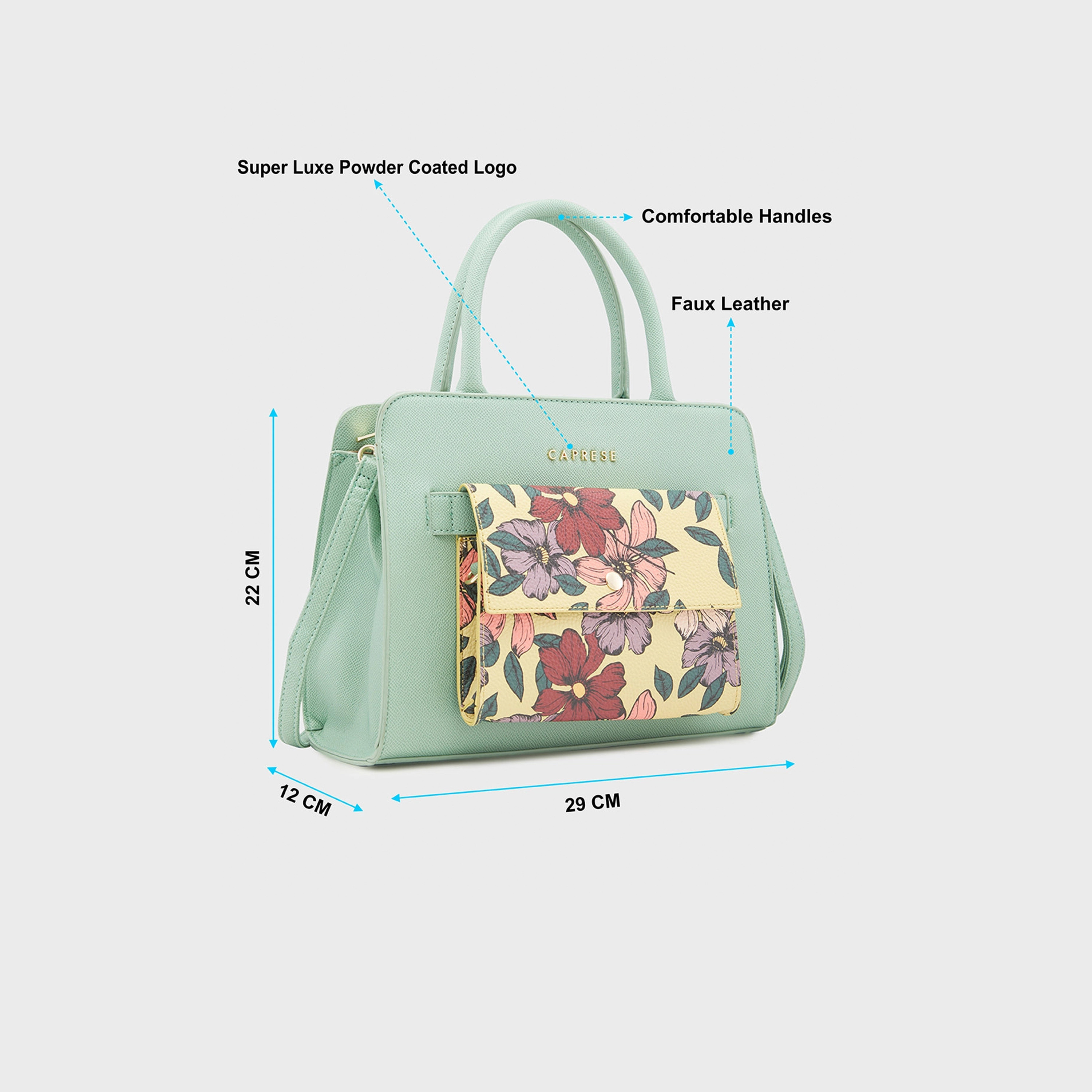 Caprese Printed Double-Handle Satchel Bag with Zipper Closure and Detachable Strap | 29 x 22 x 12 cm-women-bagsandwallets-handbags-image-4