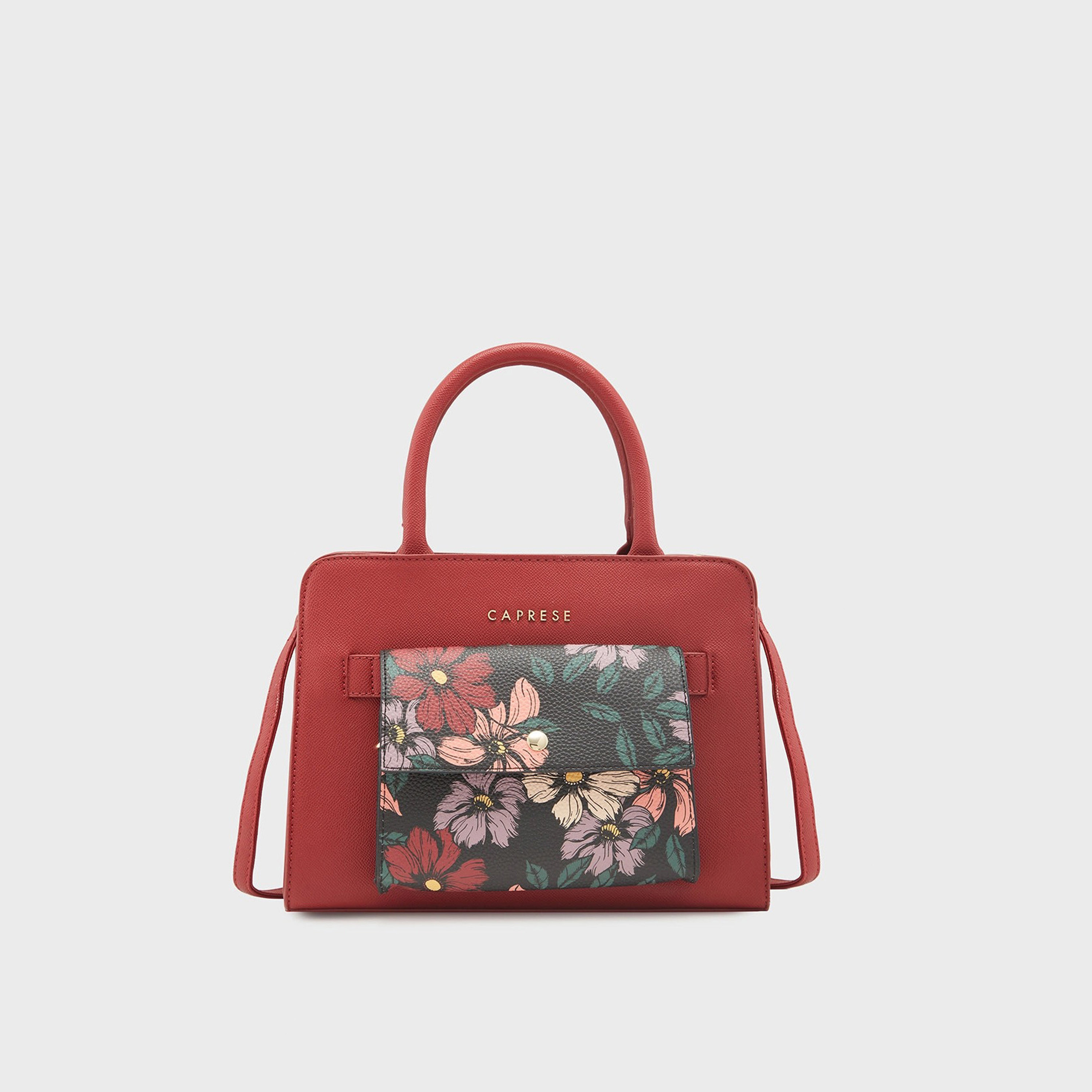 Caprese Printed Double-Handle Satchel Bag with Zipper Closure and Detachable Strap | 32 x 25 x 11 cm-women-bagsandwallets-handbags-image-1