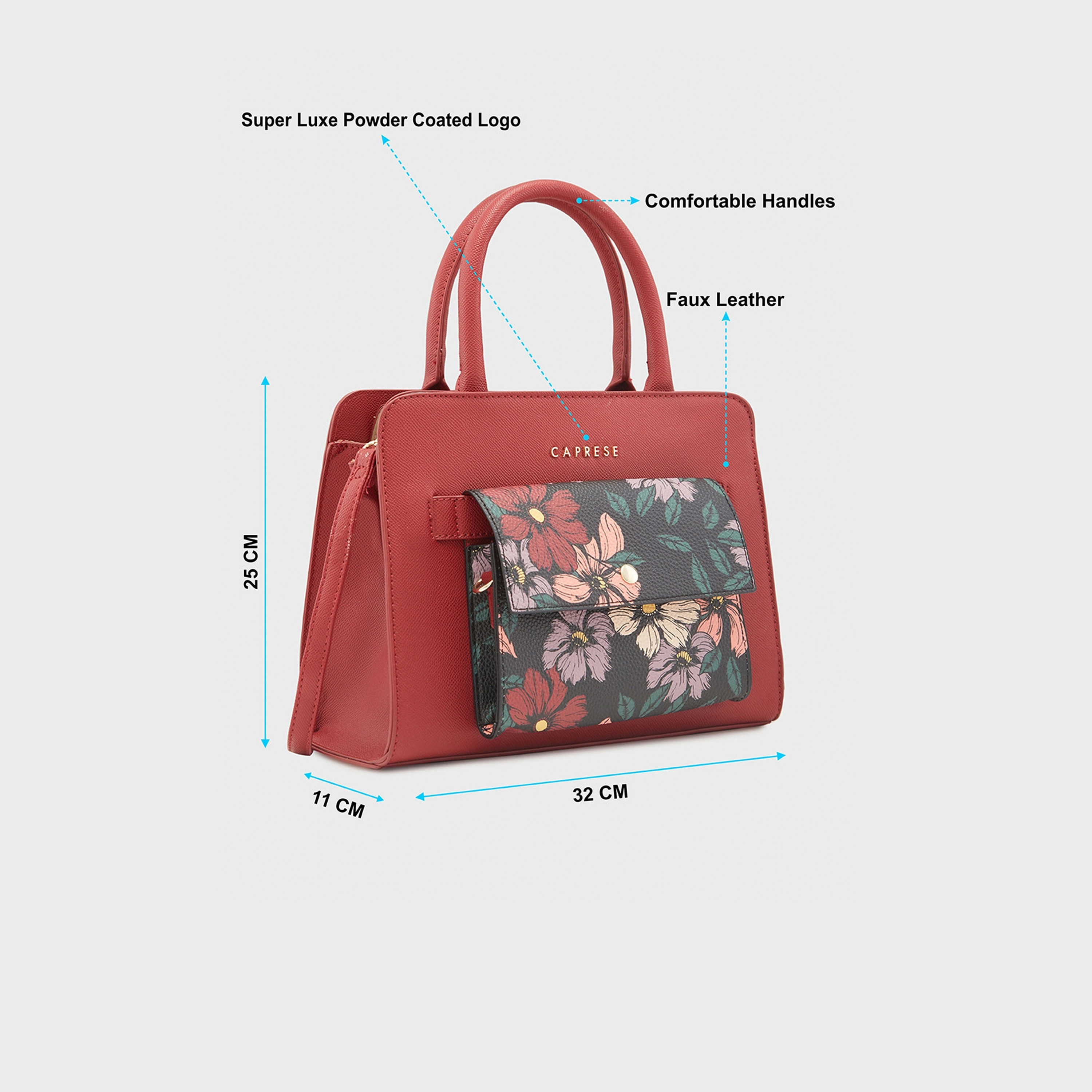 Caprese Printed Double-Handle Satchel Bag with Zipper Closure and Detachable Strap | 32 x 25 x 11 cm-women-bagsandwallets-handbags-image-4