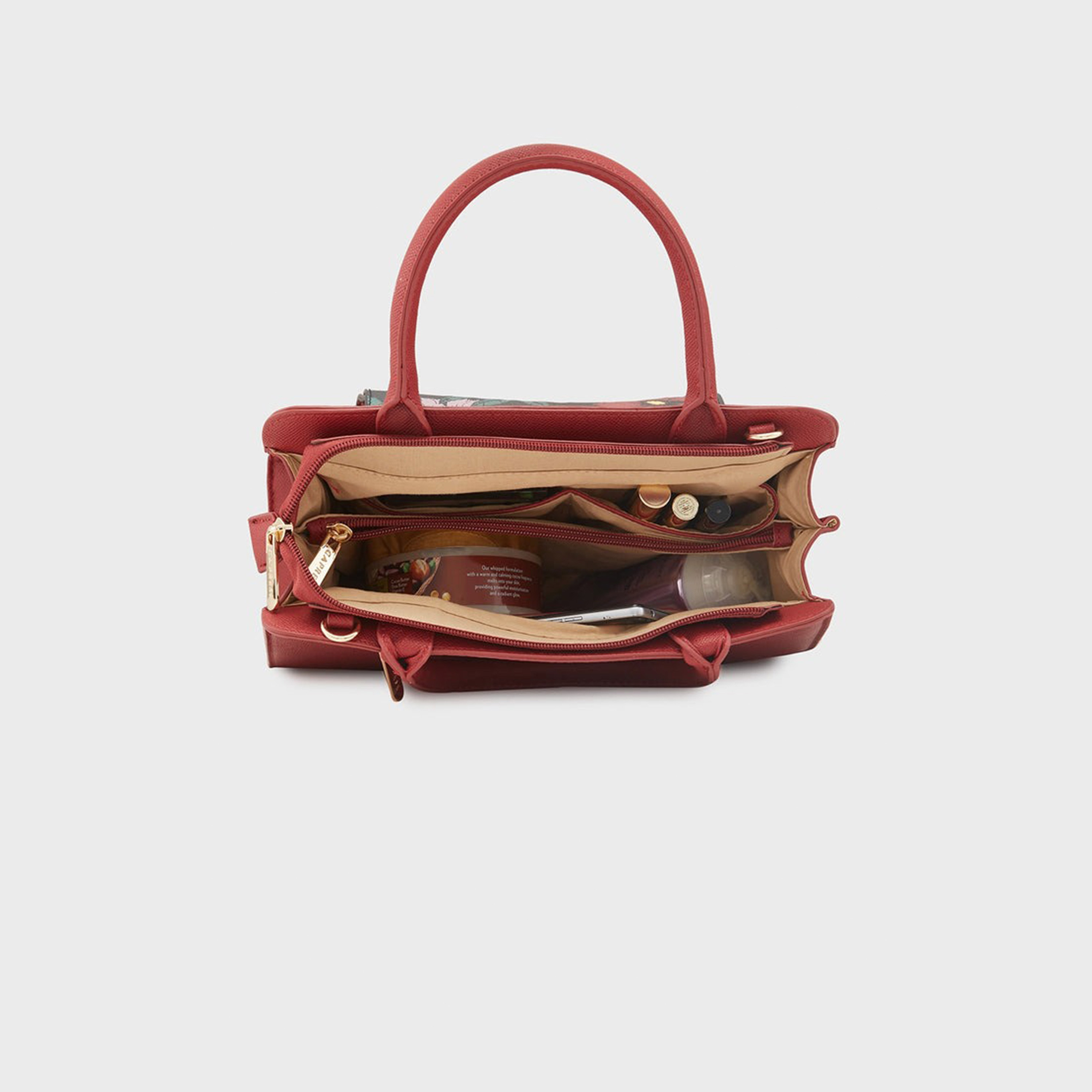 Caprese Printed Double-Handle Satchel Bag with Zipper Closure and Detachable Strap | 32 x 25 x 11 cm-women-bagsandwallets-handbags-image-6