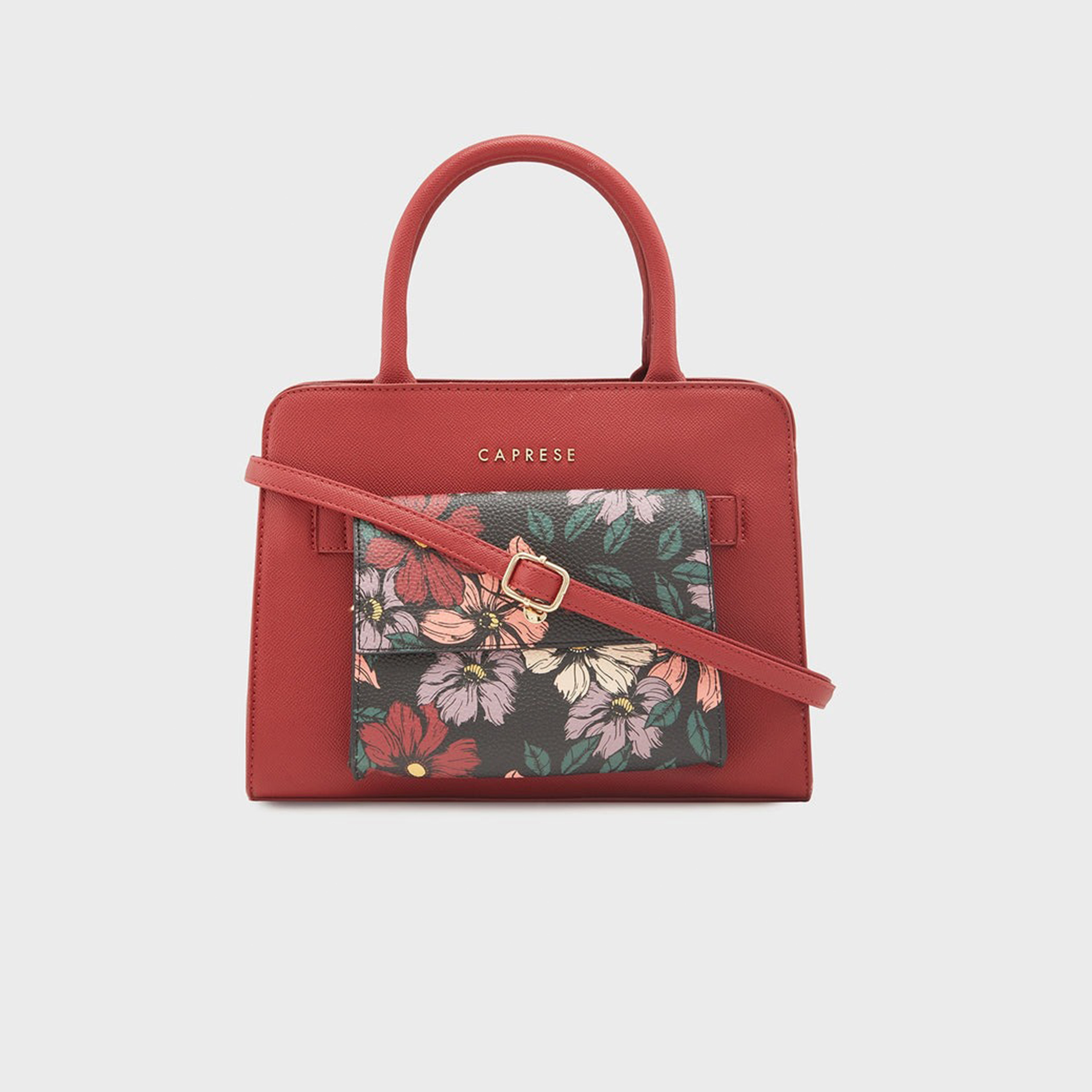 Caprese Printed Double-Handle Satchel Bag with Zipper Closure and Detachable Strap | 32 x 25 x 11 cm-women-bagsandwallets-handbags-image-7