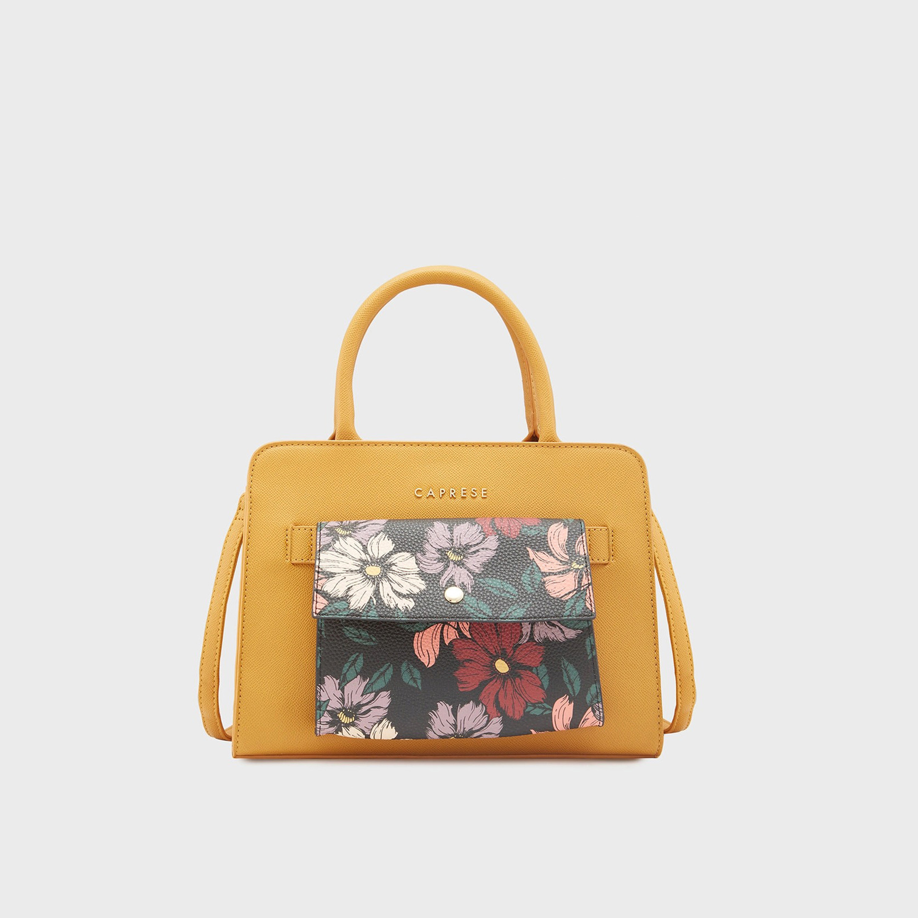 Caprese Printed Double-Handle Satchel Bag with Zipper Closure and Detachable Strap | 32 x 25 x 11 cm-women-bagsandwallets-handbags-image-1