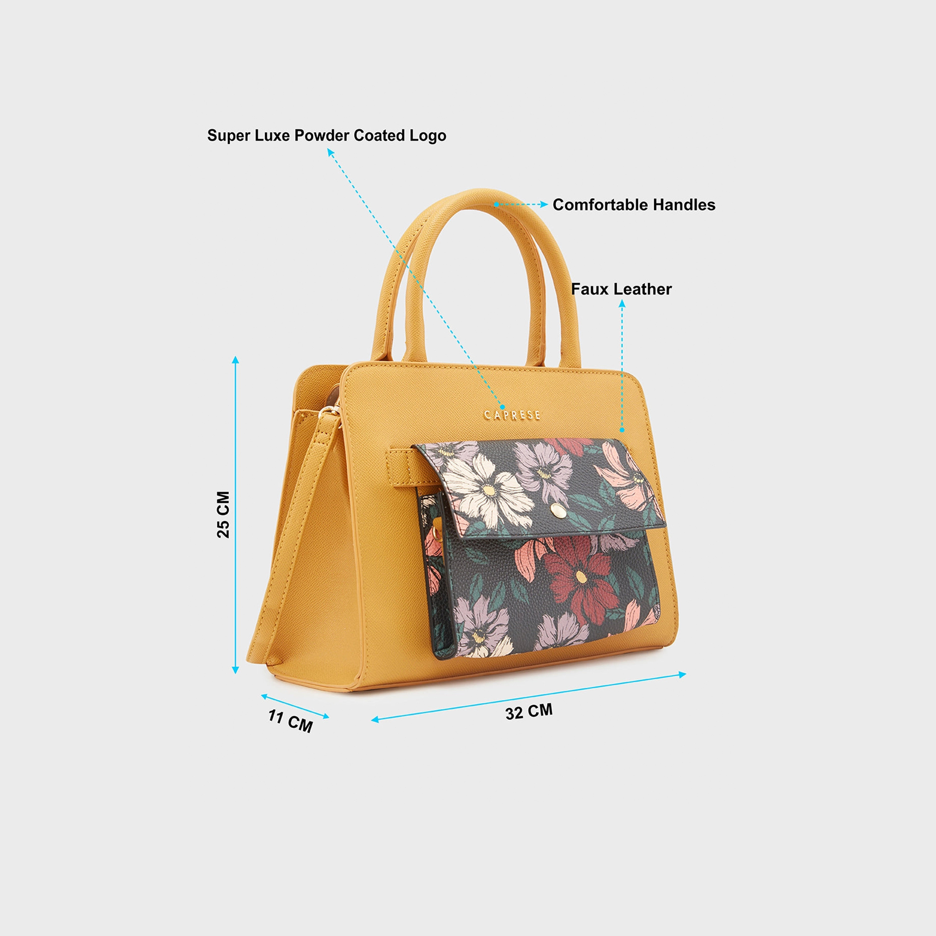 Caprese Printed Double-Handle Satchel Bag with Zipper Closure and Detachable Strap | 32 x 25 x 11 cm-women-bagsandwallets-handbags-image-3