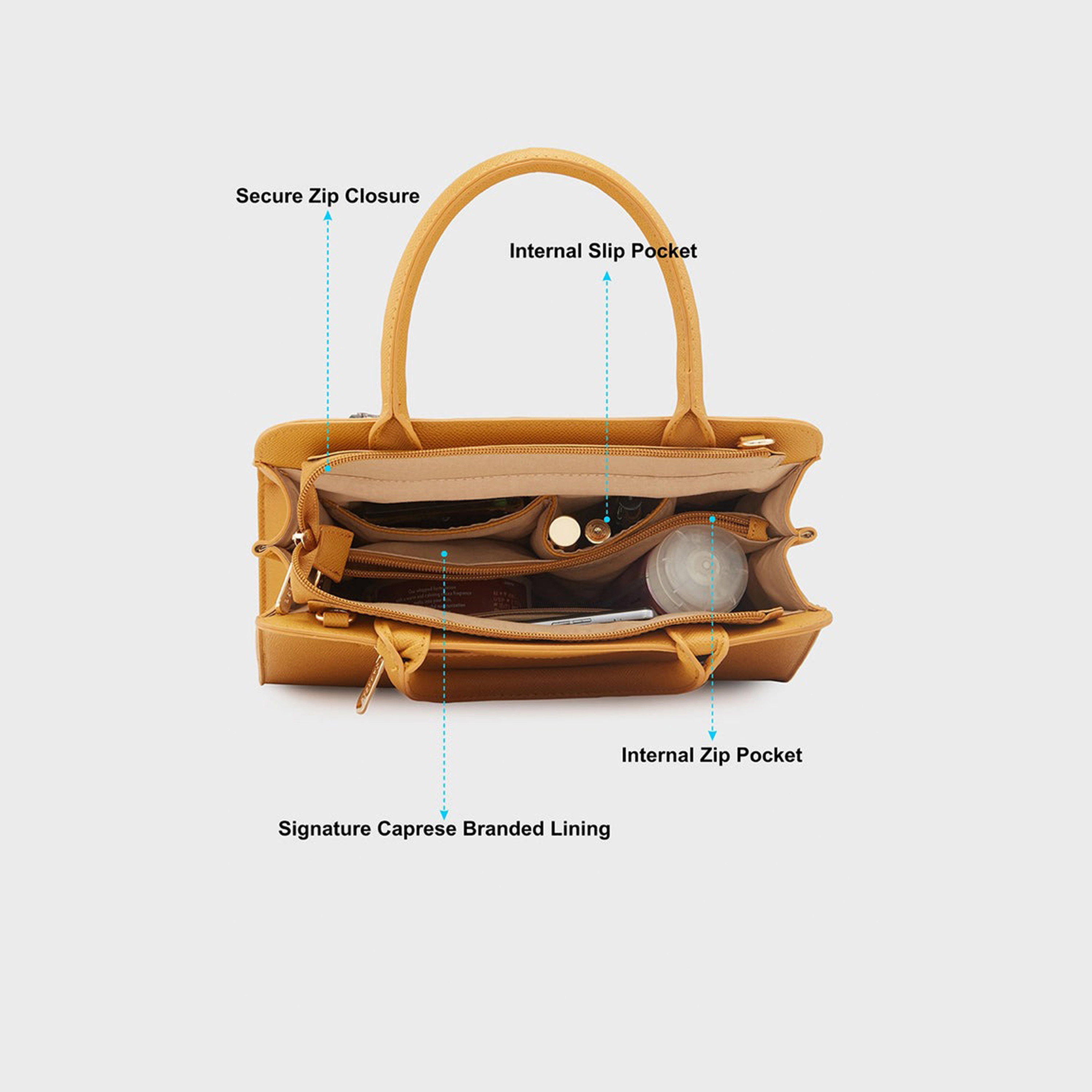 Caprese Printed Double-Handle Satchel Bag with Zipper Closure and Detachable Strap | 32 x 25 x 11 cm-women-bagsandwallets-handbags-image-4