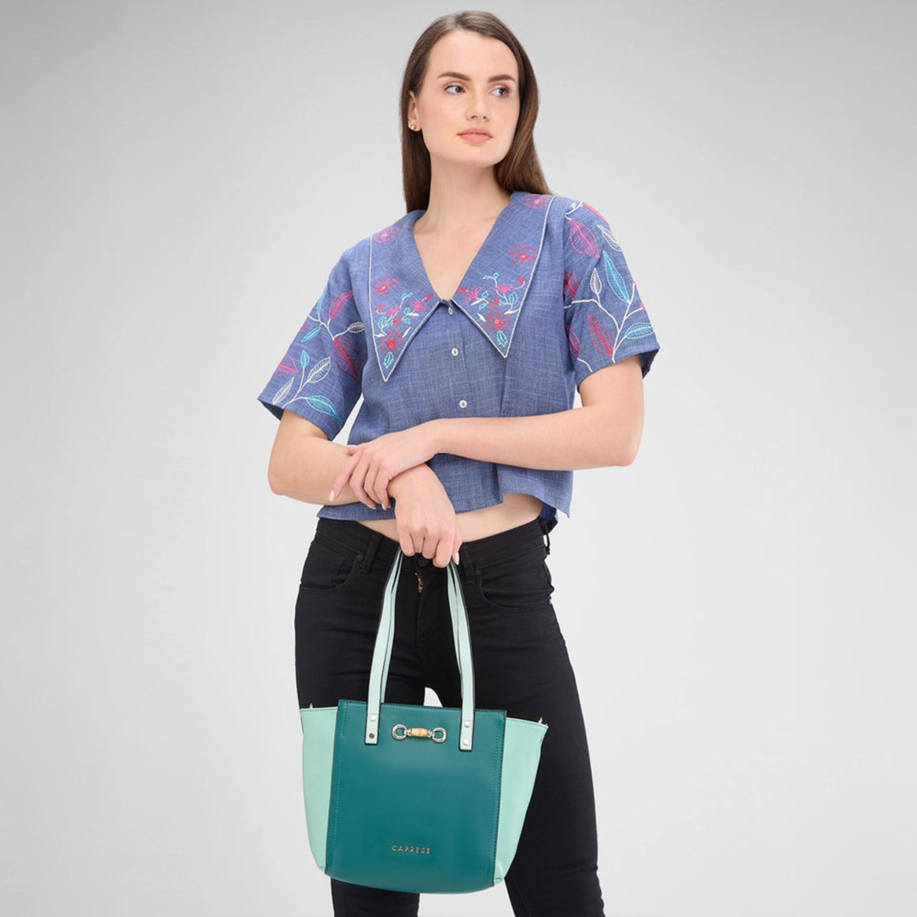 حقيبة حقيبة بمقبض مزدوج من Caprese مع إغلاق بسحاب وحزام قابل للفصل | 22 × 6 × 15 سم-women-bagsandwallets-handbags-image-3