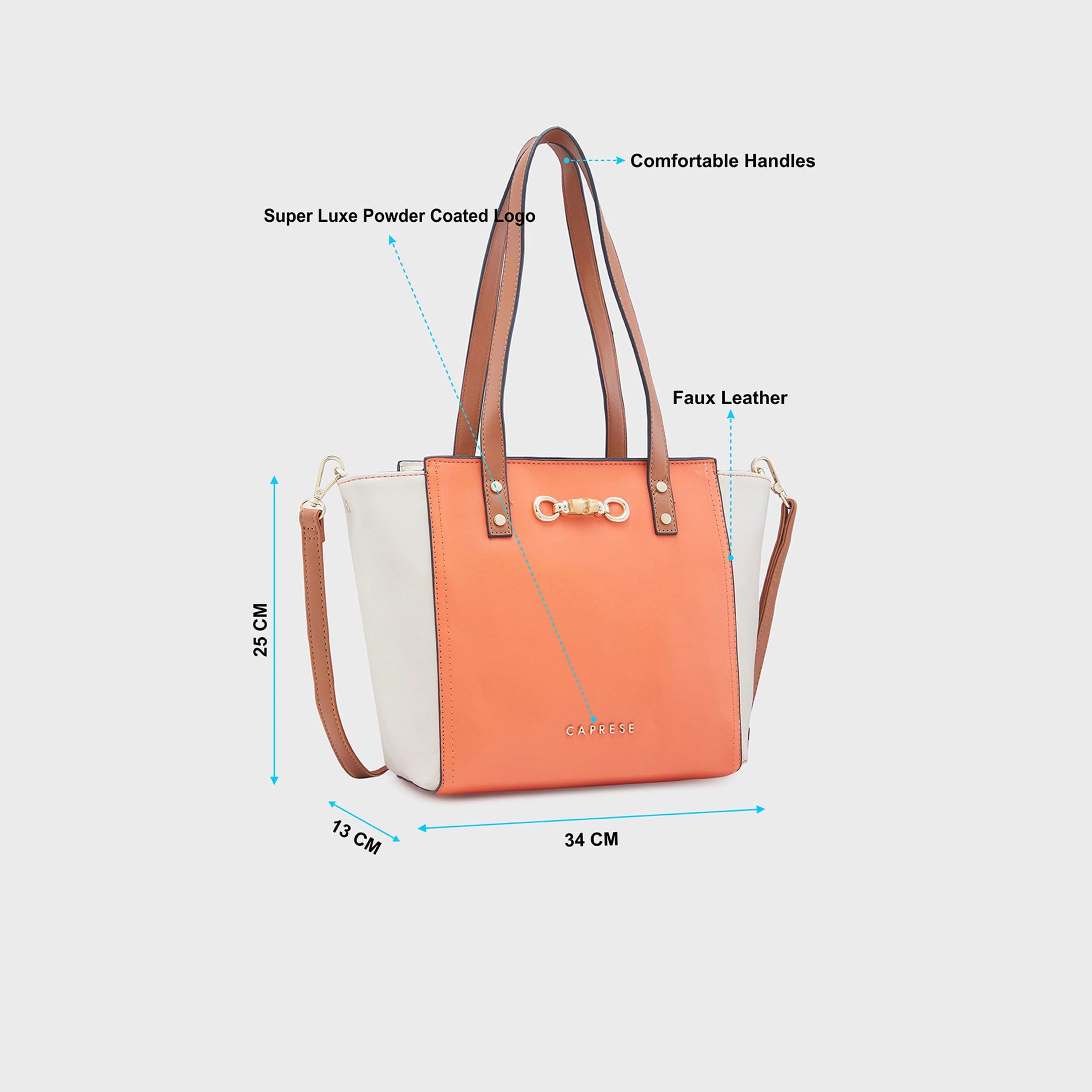 حقيبة حقيبة بمقبض مزدوج من Caprese مع إغلاق بسحاب وحزام قابل للفصل | 22 × 6 × 15 سم-women-bagsandwallets-handbags-image-5