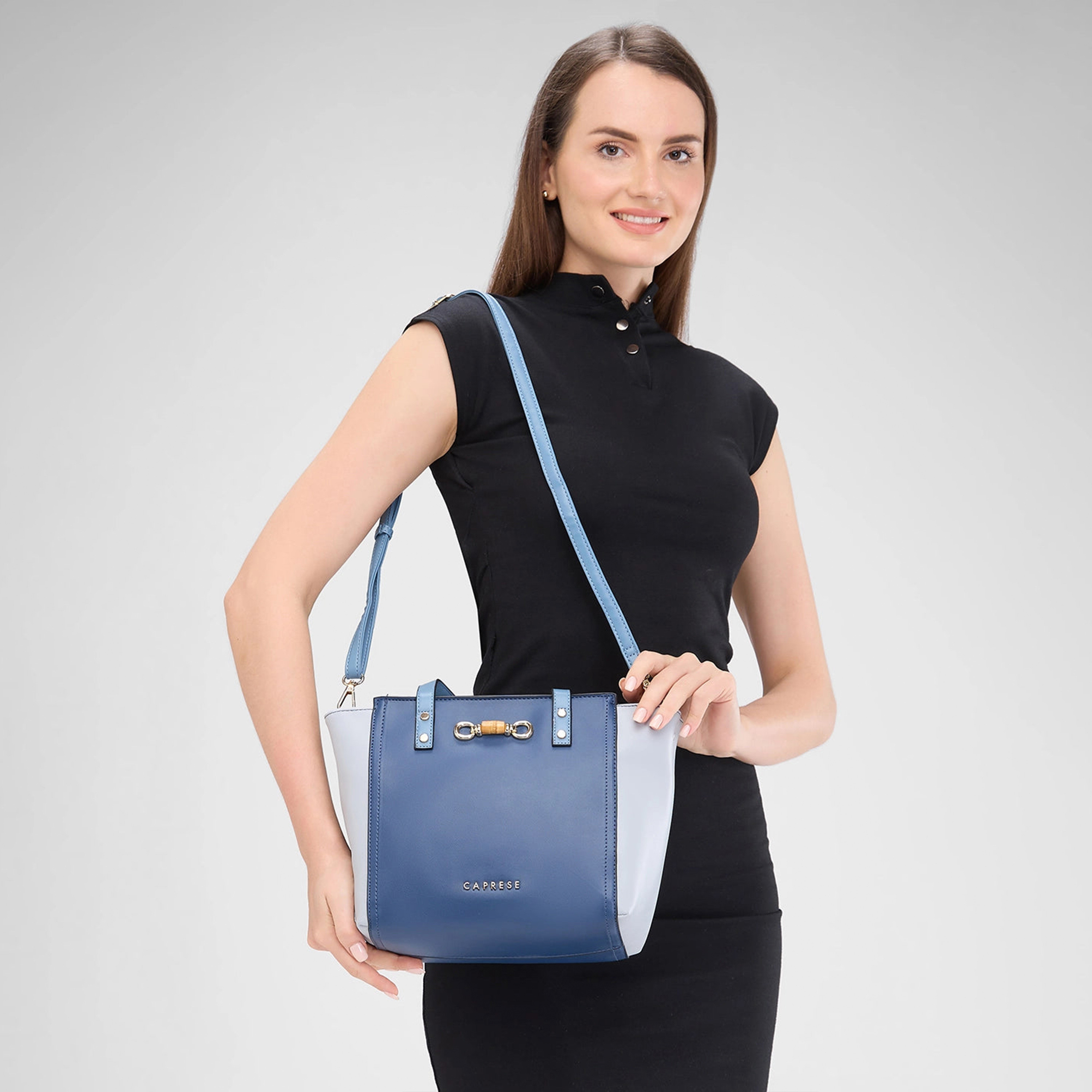 حقيبة حقيبة بمقبض مزدوج من Caprese مع إغلاق بسحاب وحزام قابل للفصل | 34 × 25 × 13 سم-women-bagsandwallets-handbags-image-2