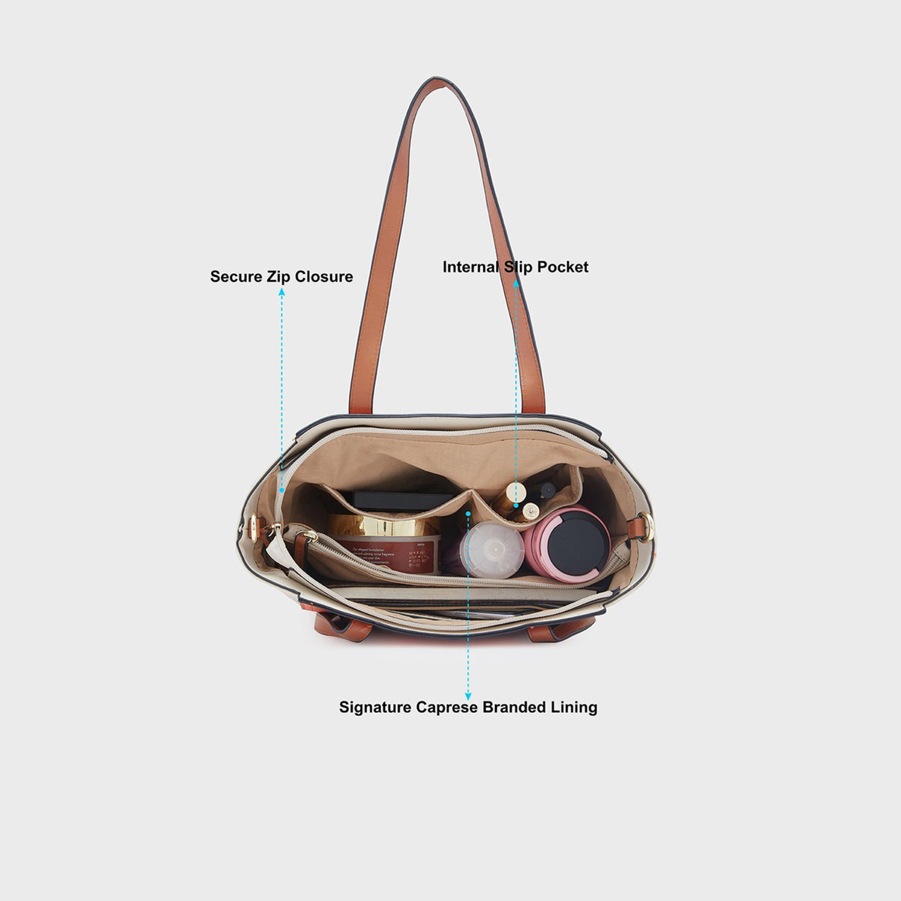 Caprese Double-Handle Satchel Bag with Zipper Closure and Detachable Strap | 34 x 25 x 13 cm-women-bagsandwallets-handbags-image-4