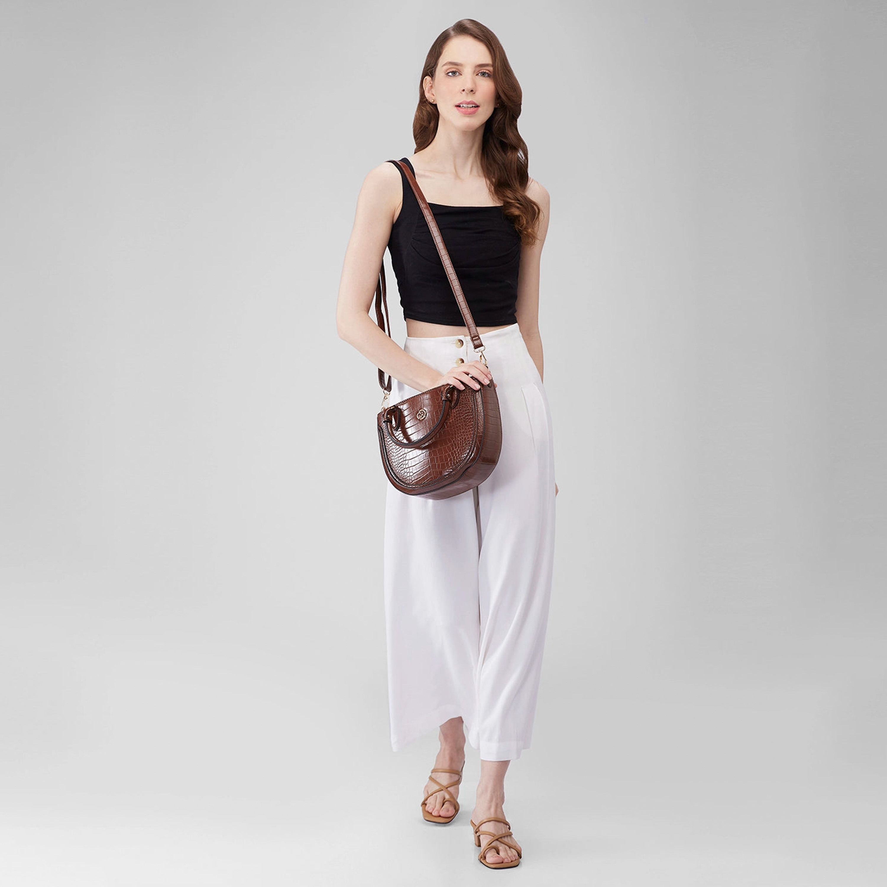 Caprese Animal Print Double-Handle Satchel Bag with Zipper Closure and Detachable Strap | 22 x 15 x 6 cm-women-bagsandwallets-handbags-image-2