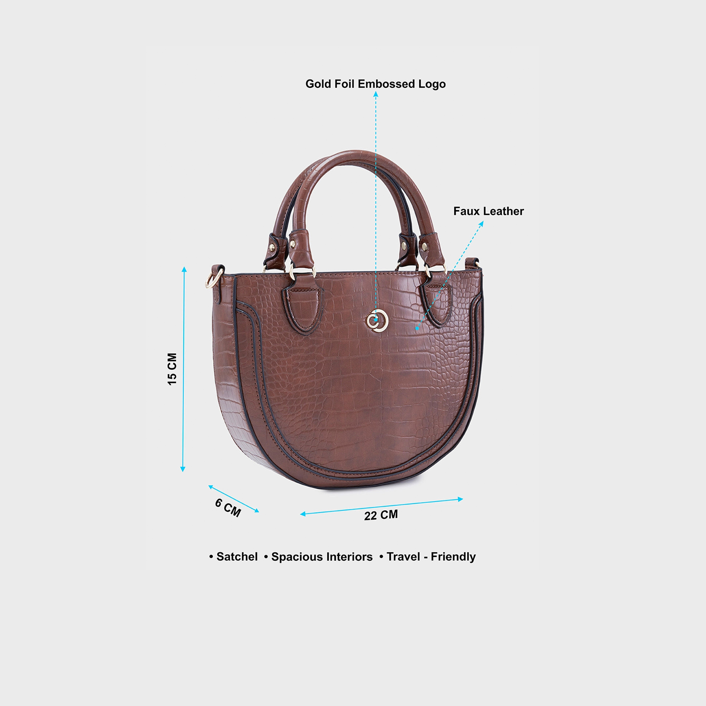 Caprese Animal Print Double-Handle Satchel Bag with Zipper Closure and Detachable Strap | 22 x 6 x 15 cm-women-bagsandwallets-handbags-image-3