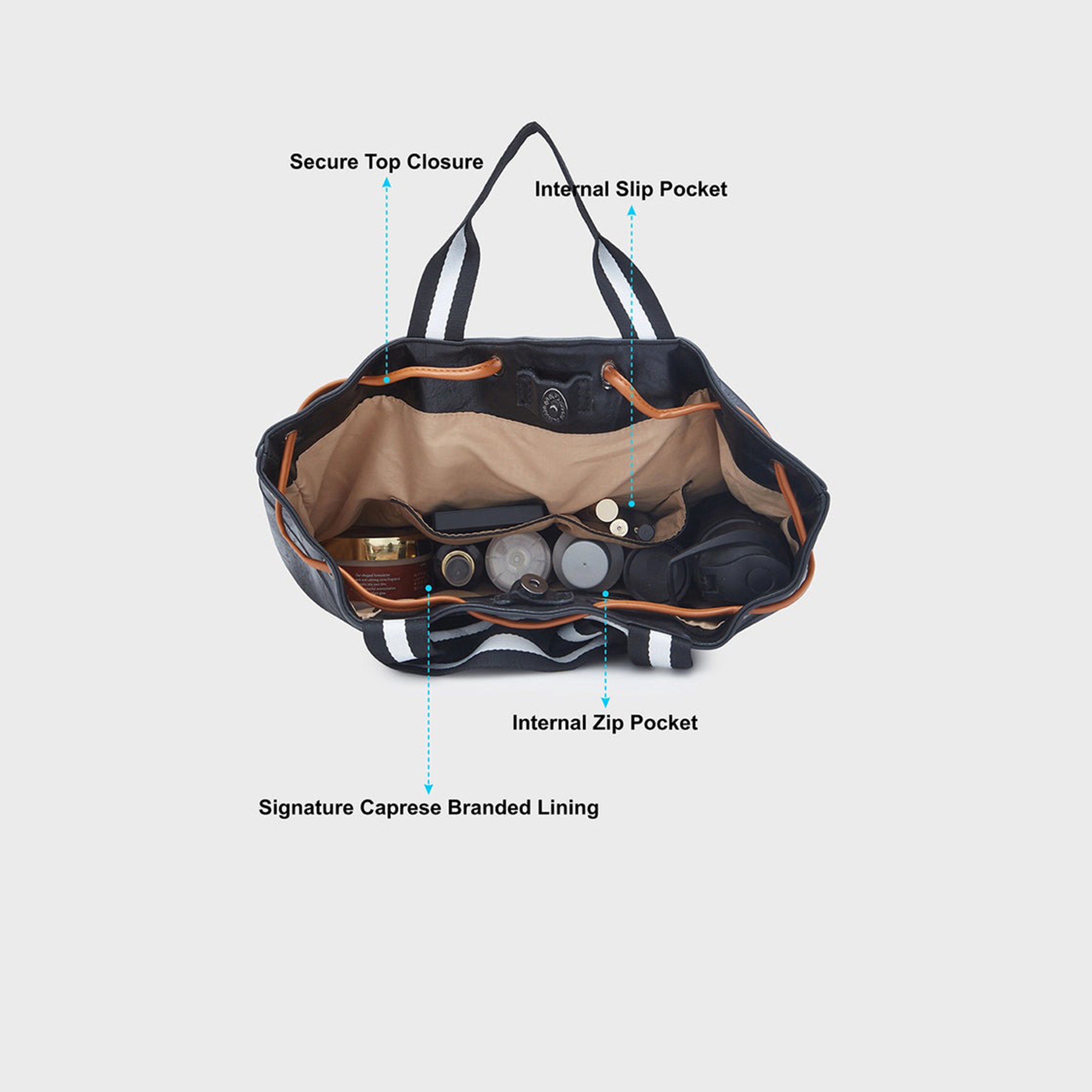 حقيبة كتف Caprese ذاتية التصميم بمقبض مزدوج مع إغلاق برباط | 33 × 25 × 14 سم-women-bagsandwallets-handbags-image-4