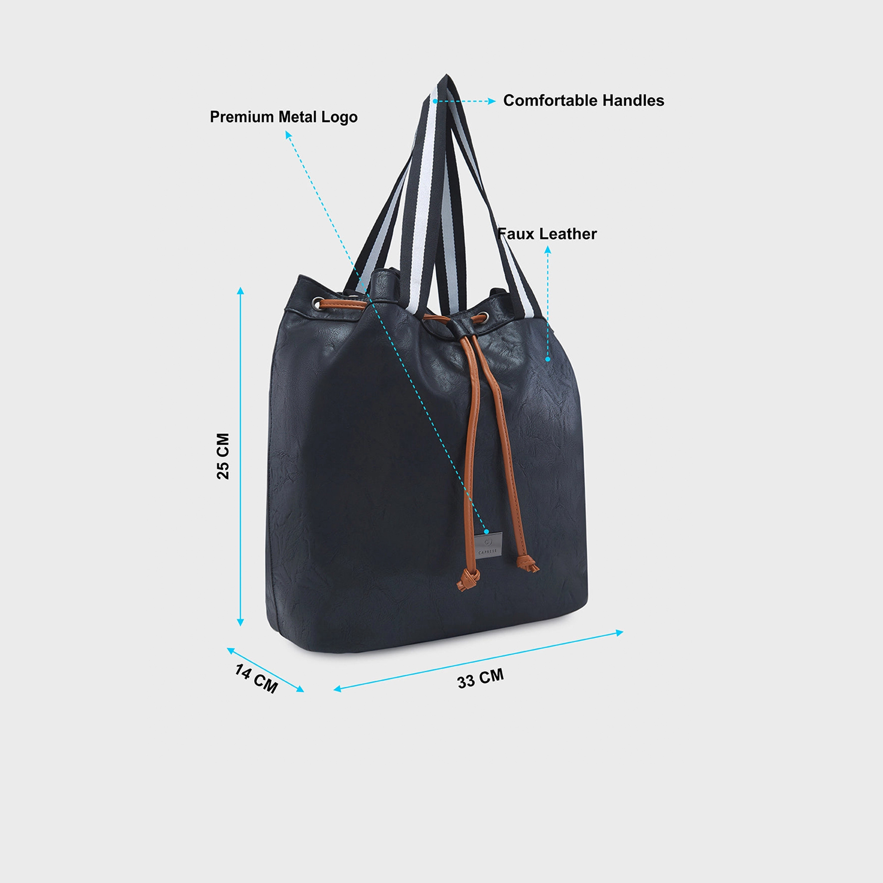 حقيبة كتف Caprese ذاتية التصميم بمقبض مزدوج مع إغلاق برباط | 33 × 25 × 14 سم-women-bagsandwallets-handbags-image-3