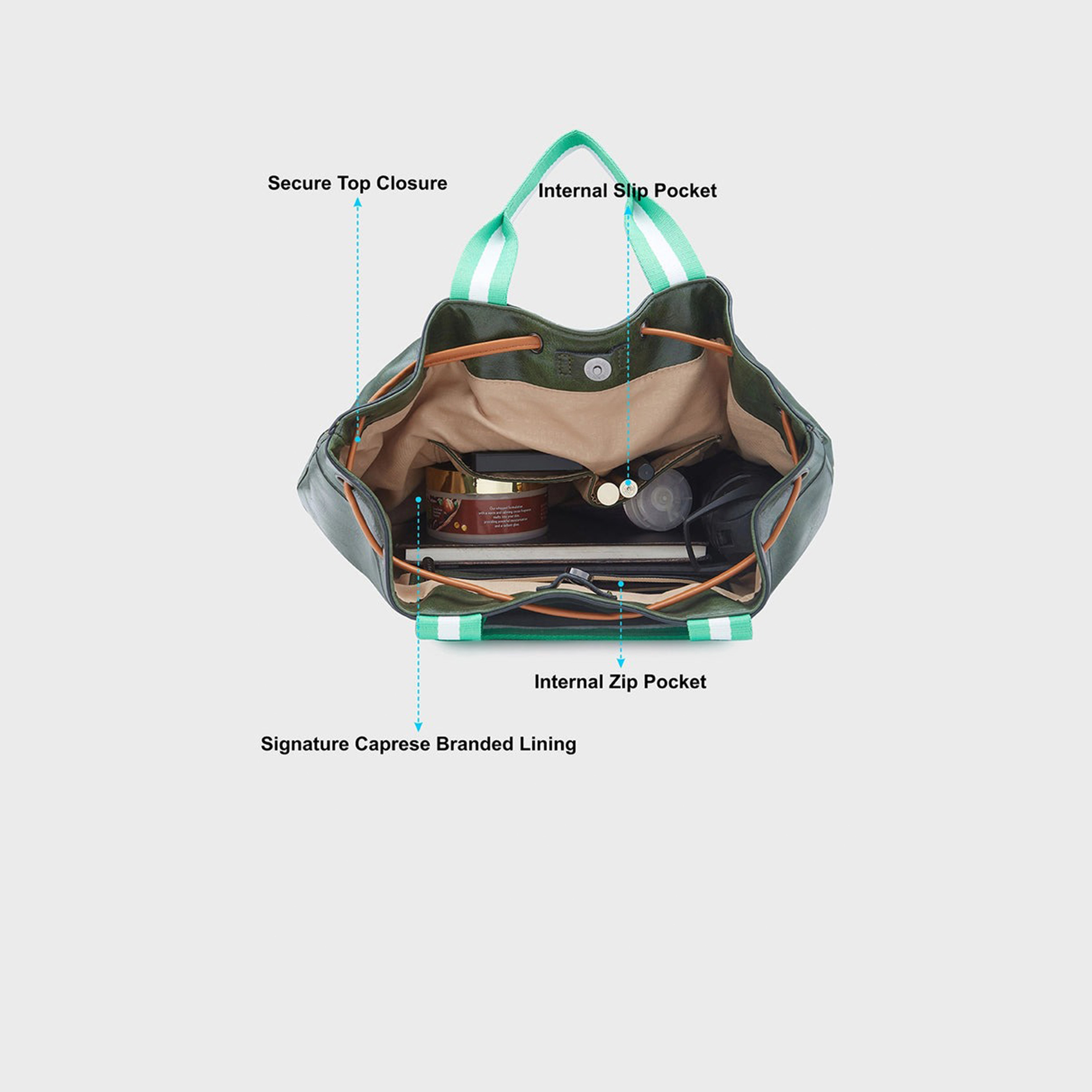 Caprese Self Design Double-Handle Shoulder Bag with Drawstring Closure | 30 x 26 x 17 cm-women-bagsandwallets-handbags-image-4