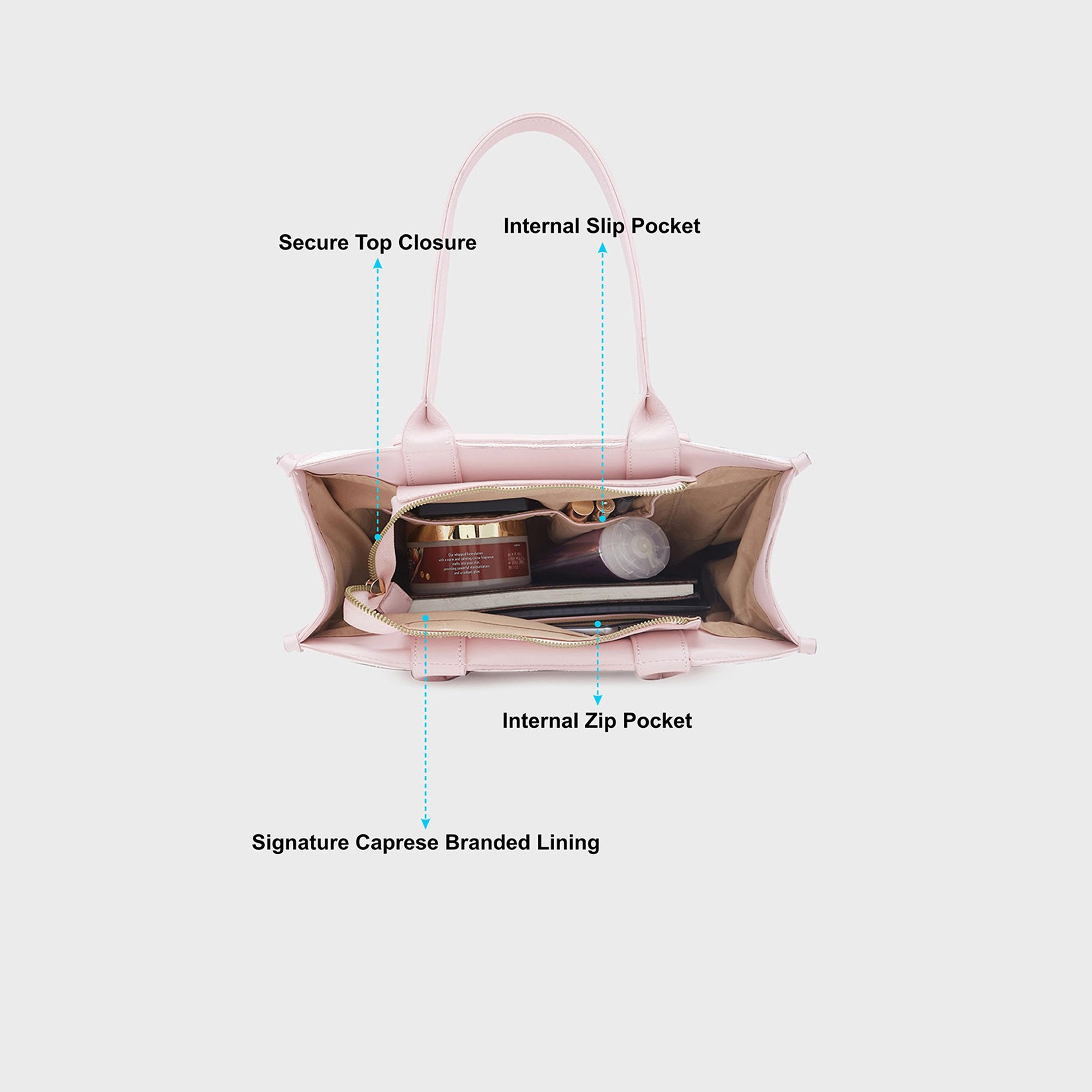 Caprese Self Design Double-Handle Shoulder Bag with Zipper Closure | 43 x 12 x 29 cm-women-bagsandwallets-handbags-image-3