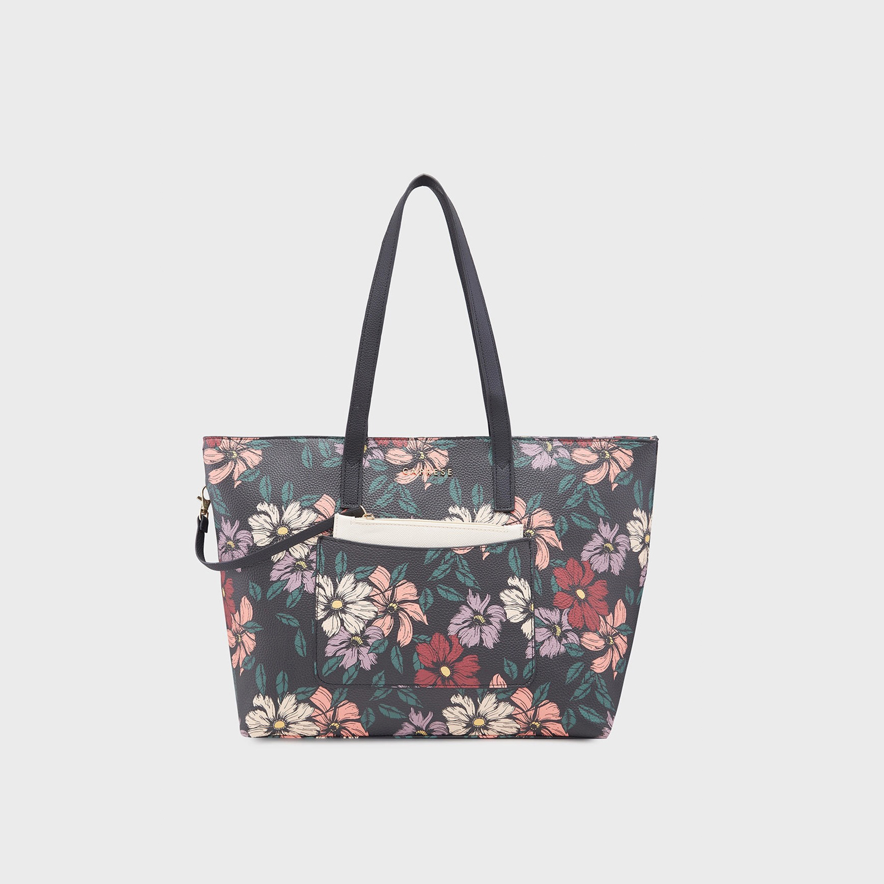 حقيبة كتف بمقبض مزدوج مطبوعة من Caprese مع إغلاق بسحاب | 36 × 31 × 13 سم-women-bagsandwallets-handbags-image-1